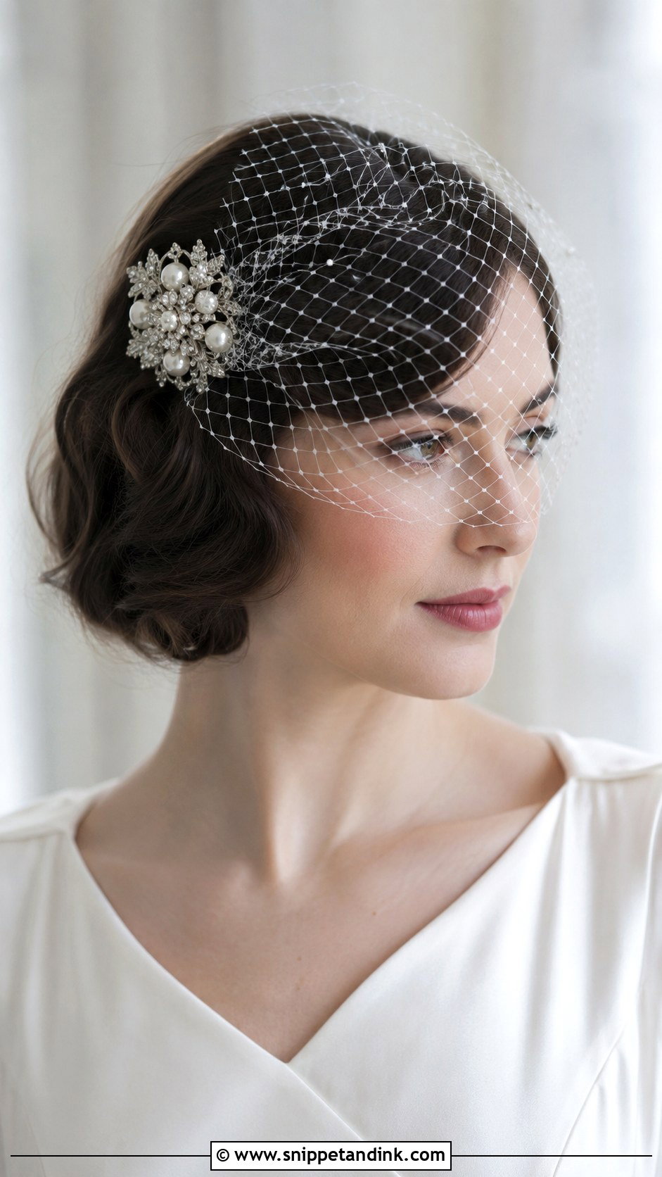 Bridal Bob With Birdcage Veil - Snippet and Ink - 20 Bridal Hair with Accessories