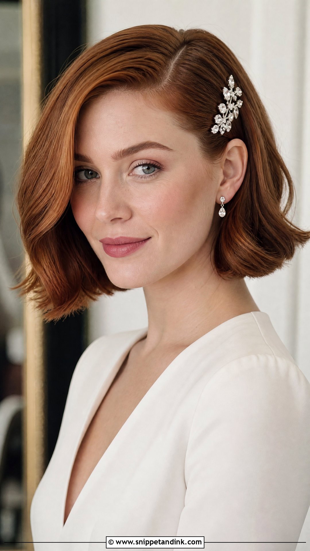 Bridal Bob With Crystal Barrette - Snippet and Ink - 15 Bride Hair Piece Accessories
