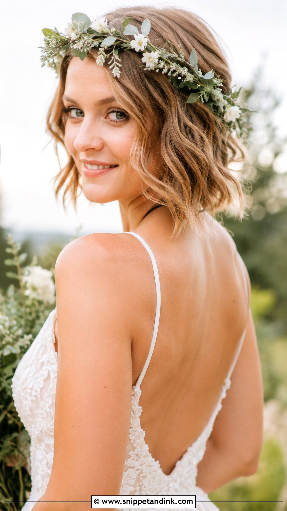 Bridal Bob With Flower Crown - Snippet and Ink - 25 Bridal Bob Hairstyles