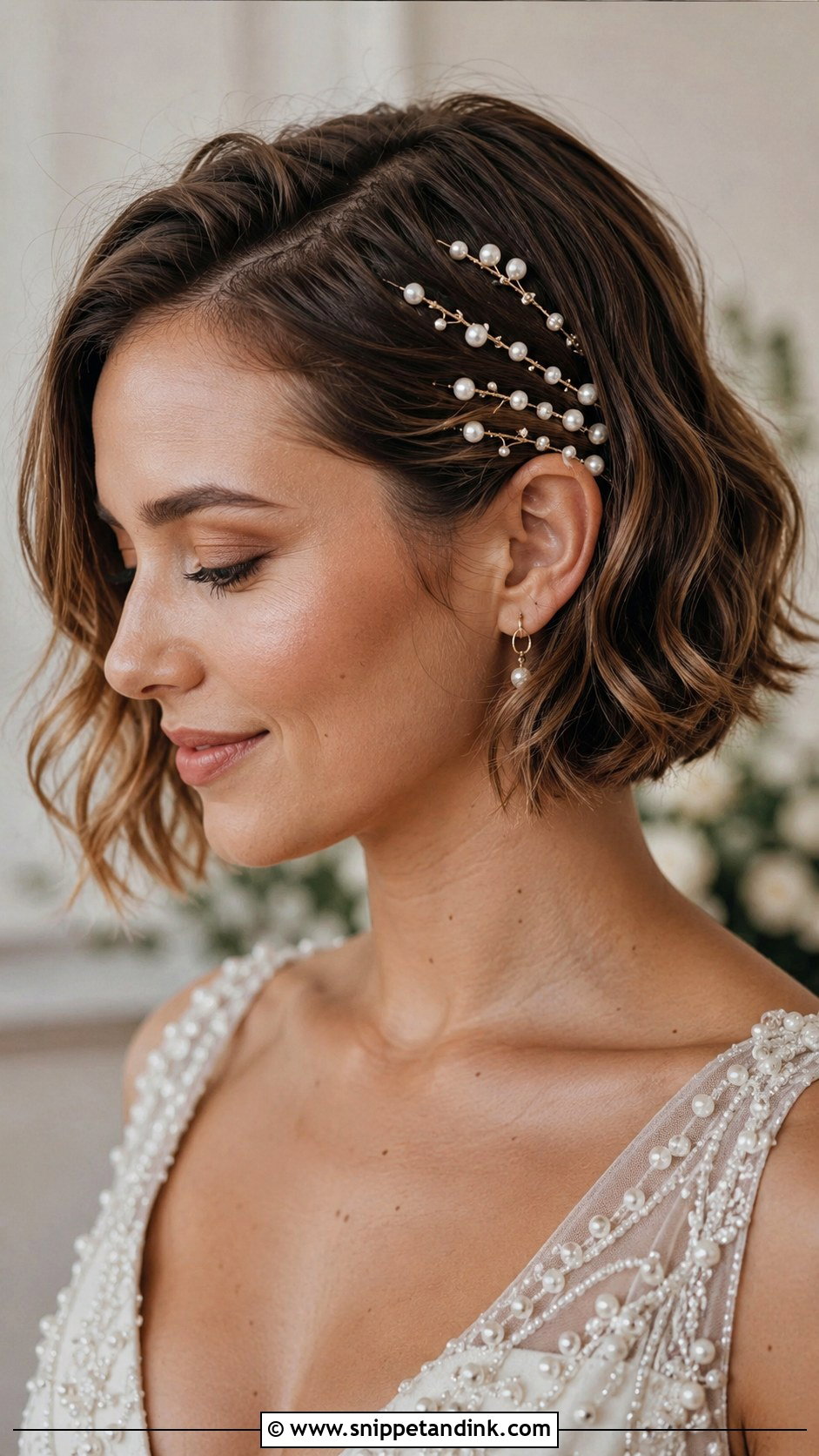 Bridal Bob With Pearl Pins - Snippet and Ink - 25 Bridal Bob Hairstyles