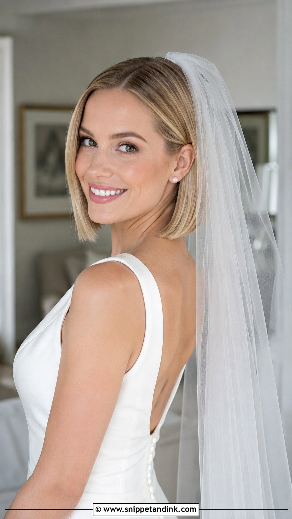 Bridal Bob With Veil - Snippet and Ink - 20 Bridal Hair Short Hair Ideas