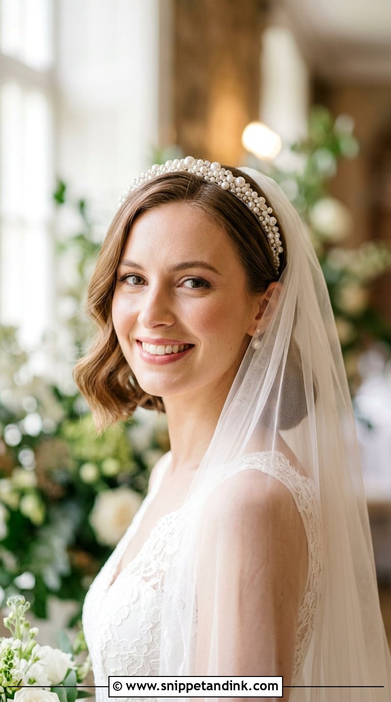 Bridal Bob with Headband Veil - Snippet and Ink - 20 Brides with Short Hair Ideas