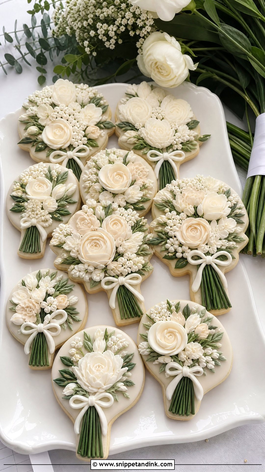 Bridal Bouquet Sugar Cookies - Snippet and Ink - 20 Wedding Sugar Cookies