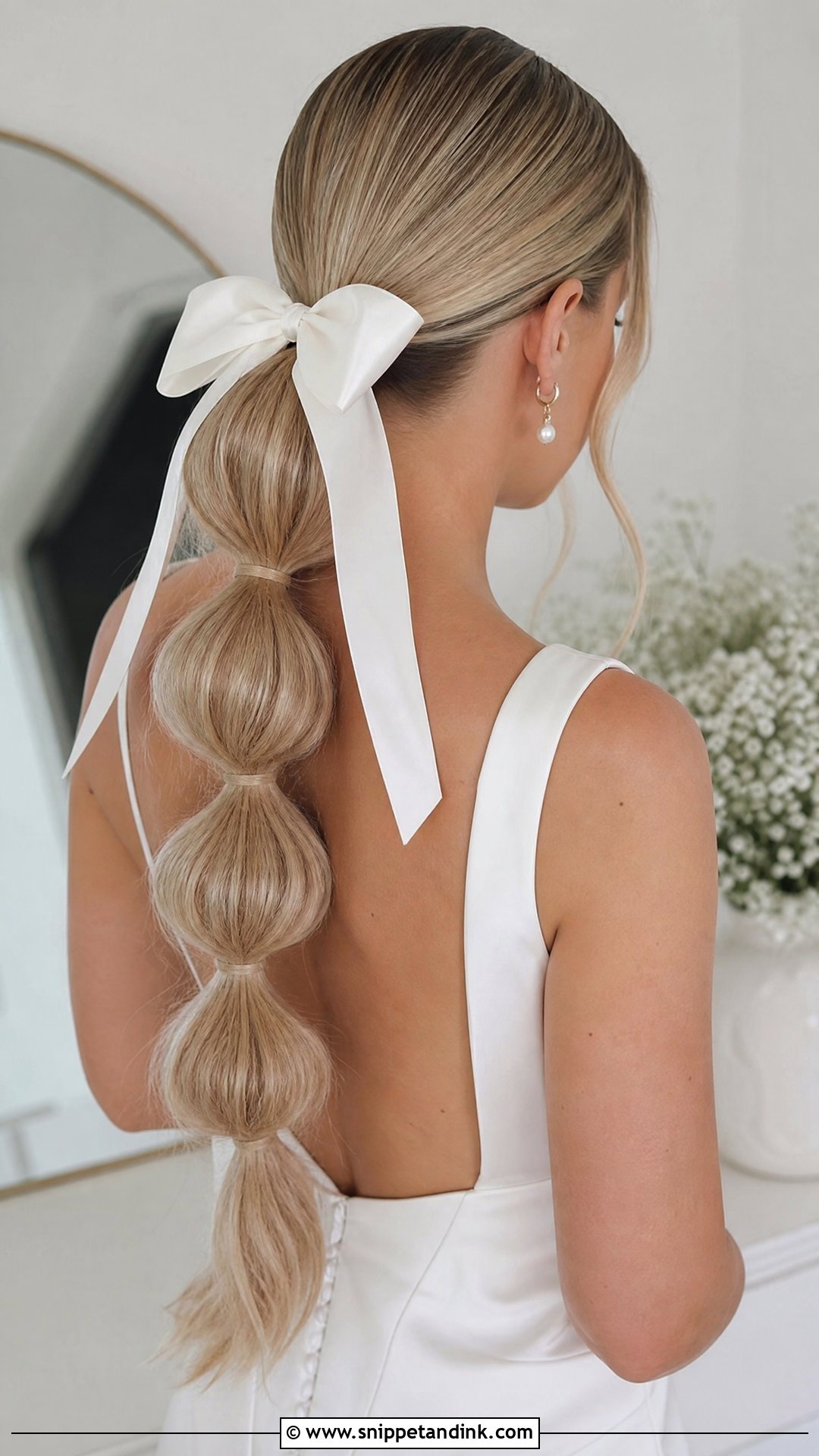 Bridal Bow Bubble Ponytail - Snippet and Ink - 15 Bridal Bow Hairstyle Ideas