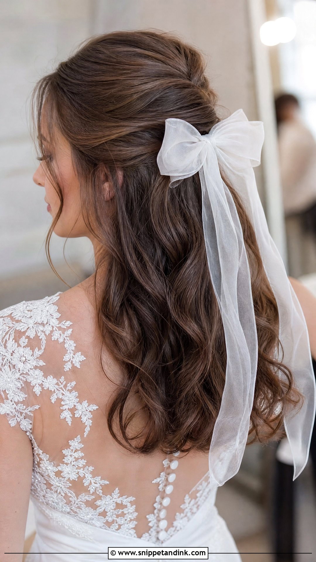 Bridal Bow Half Up Half Down Hair - Snippet and Ink - 15 Bridal Bow Hairstyle Ideas