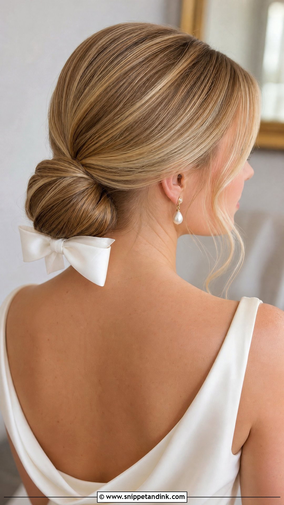 Bridal Bow Low Bun - Snippet and Ink - 15 Bridal Bow Hairstyle Ideas
