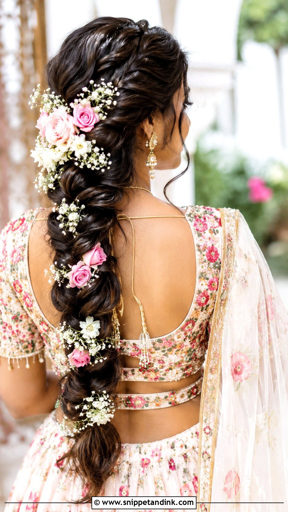 Bridal Braid With Flowers - Snippet and Ink - 15 Indian Bridal Bread Hairstyle Ideas