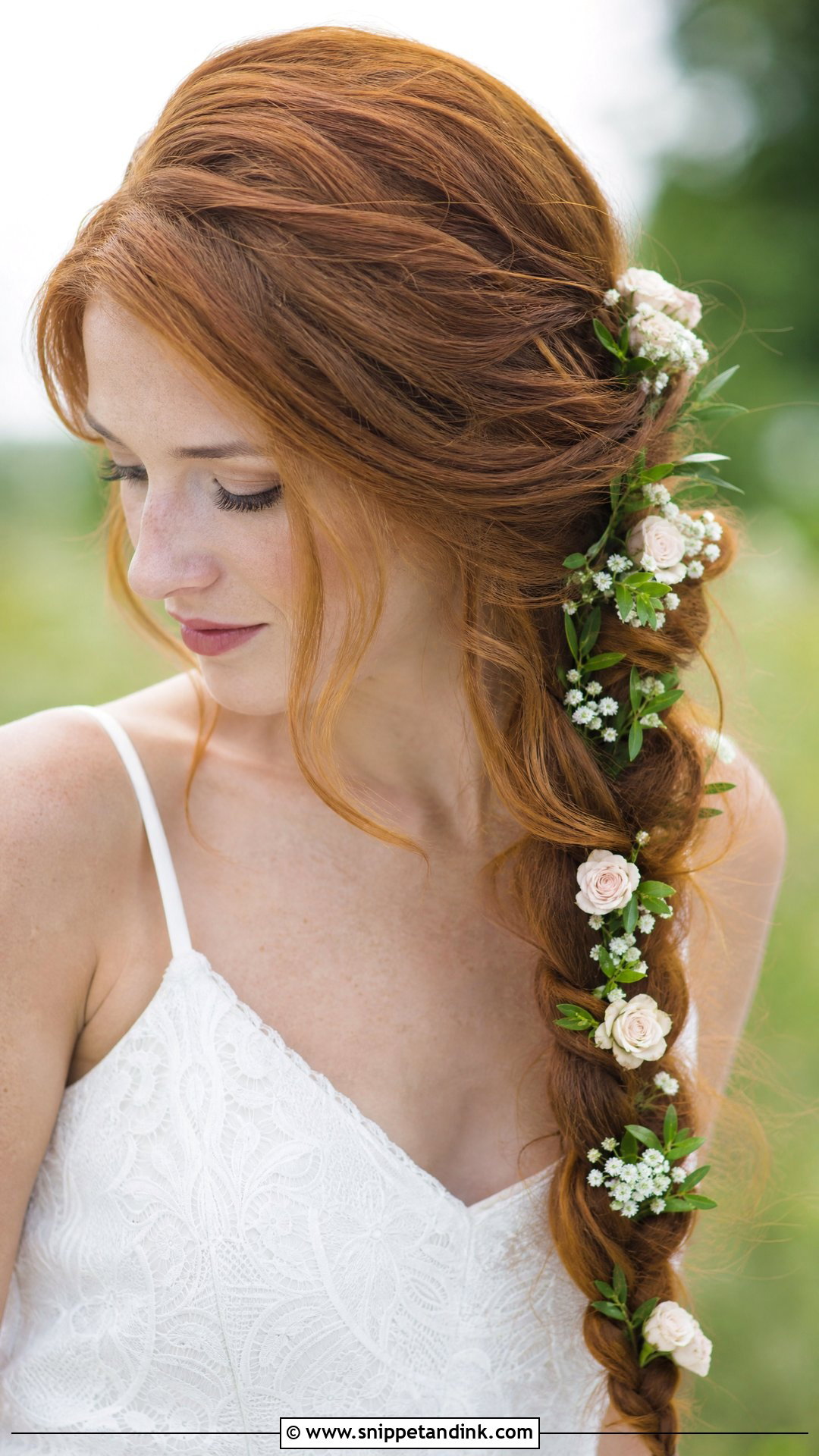 Bridal Braid With Fresh Flowers - Snippet and Ink - 15 Bridal Real Flower Hairstyle Ideas