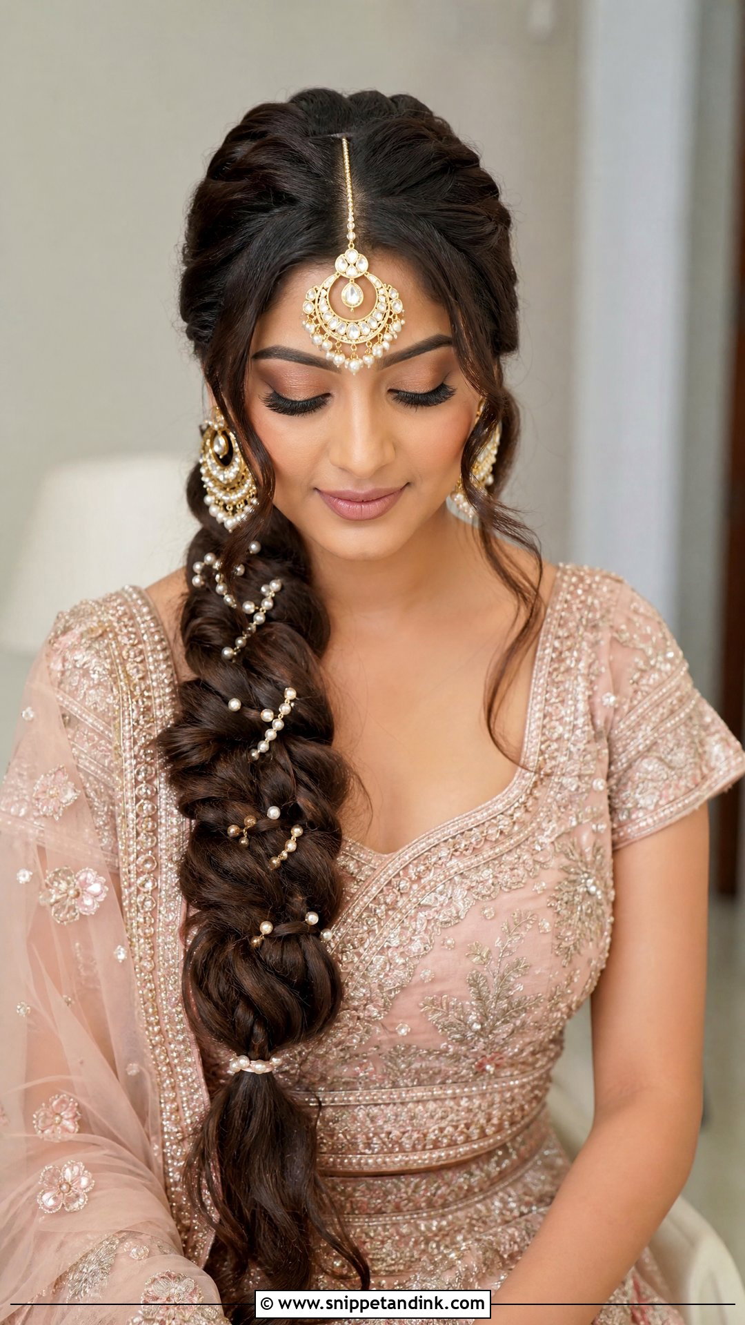 Bridal Braid With Maang Tikka - Snippet and Ink - 15 Bridal Traditional Hairstyle Ideas