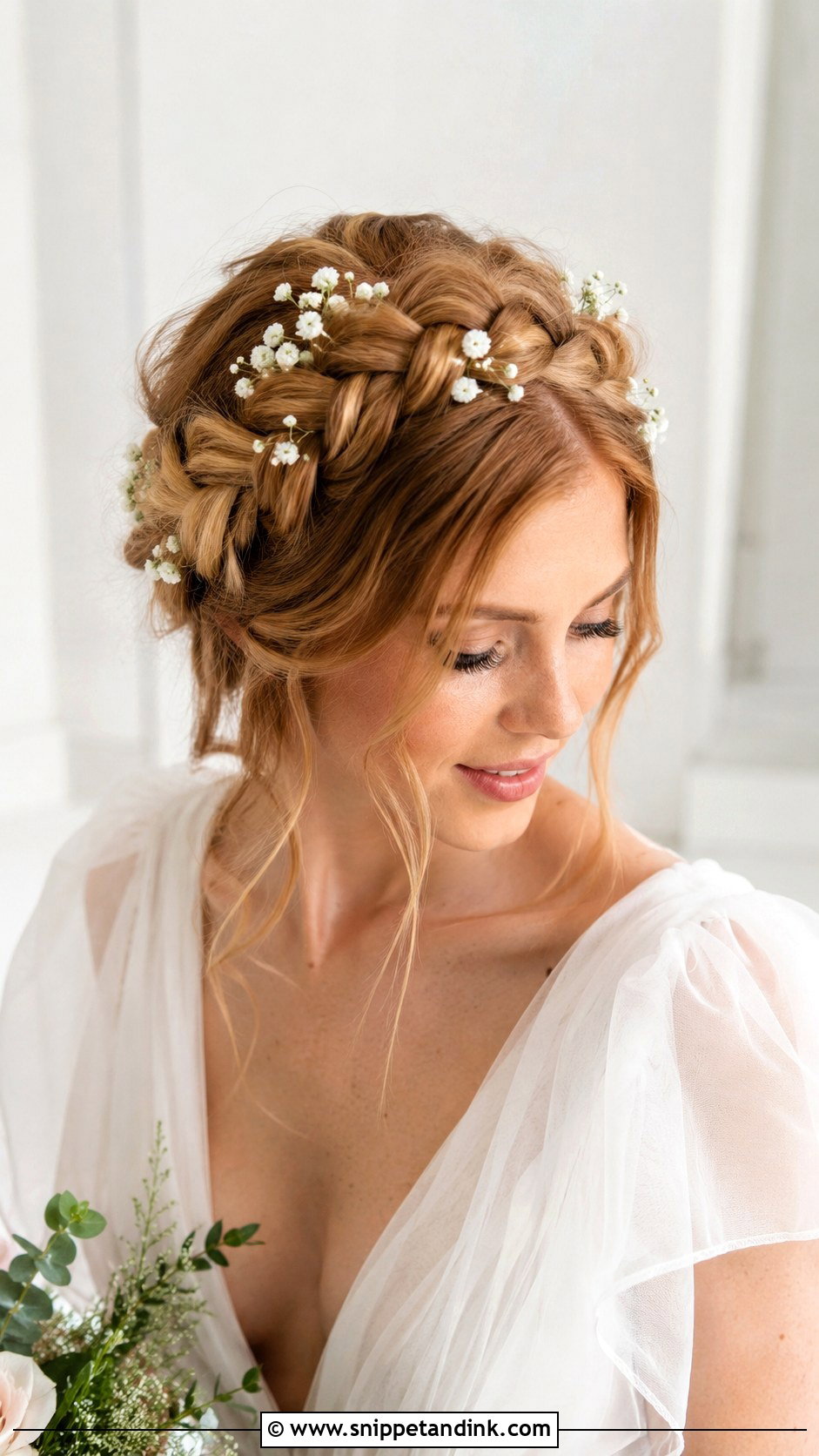 Bridal Braided Crown With Flowers - Snippet and Ink - 20 Bridal Hair with Accessories