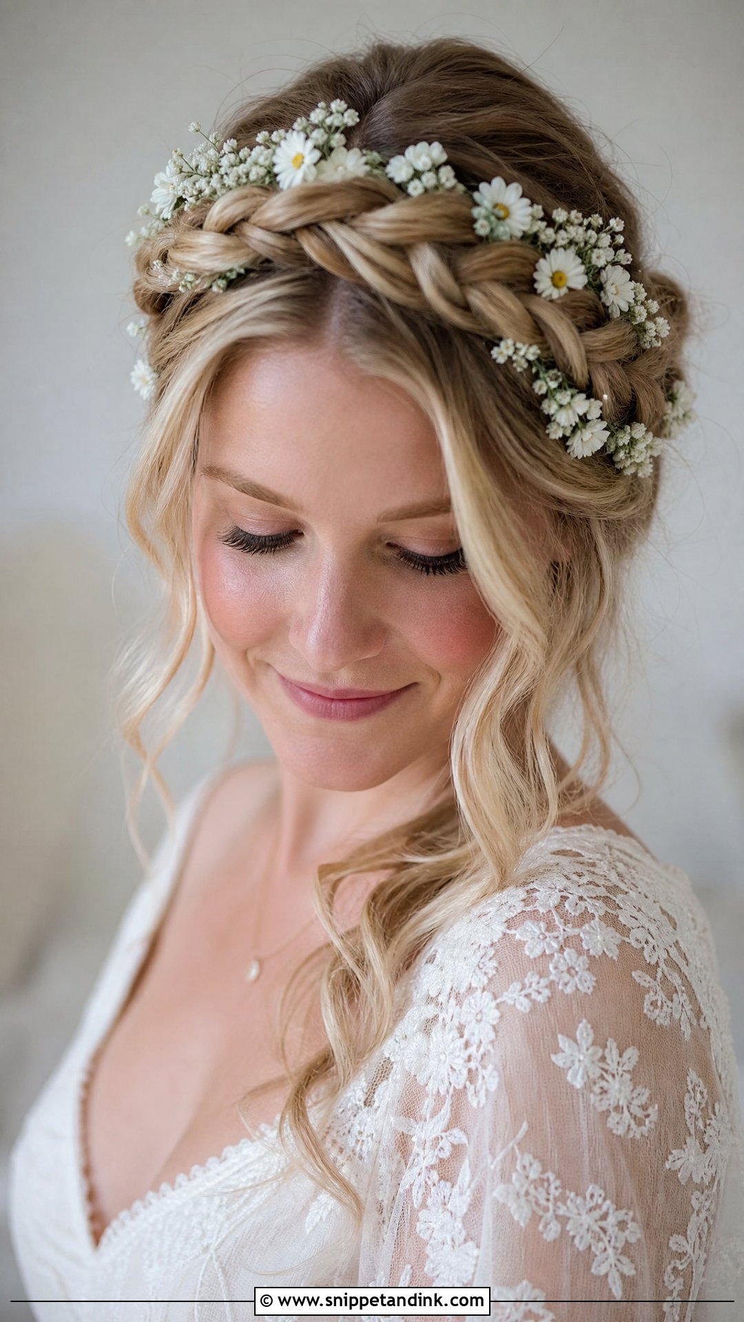 Bridal Braided Crown With Flowers - Snippet and Ink - 15 Bridal Hairstyles Flowers