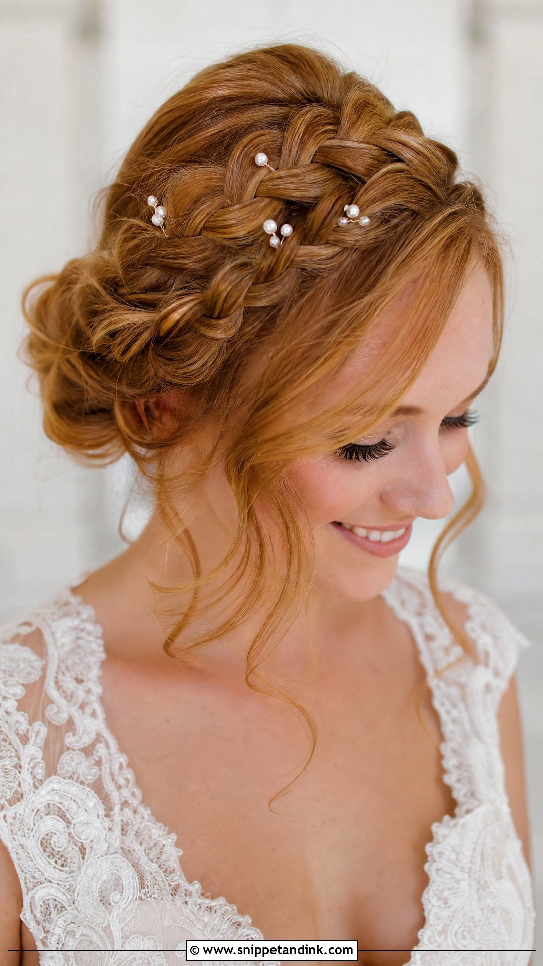 Bridal Braided Crown With Loose Front Pieces - Snippet and Ink - 15 Front Hair Styles for Bride