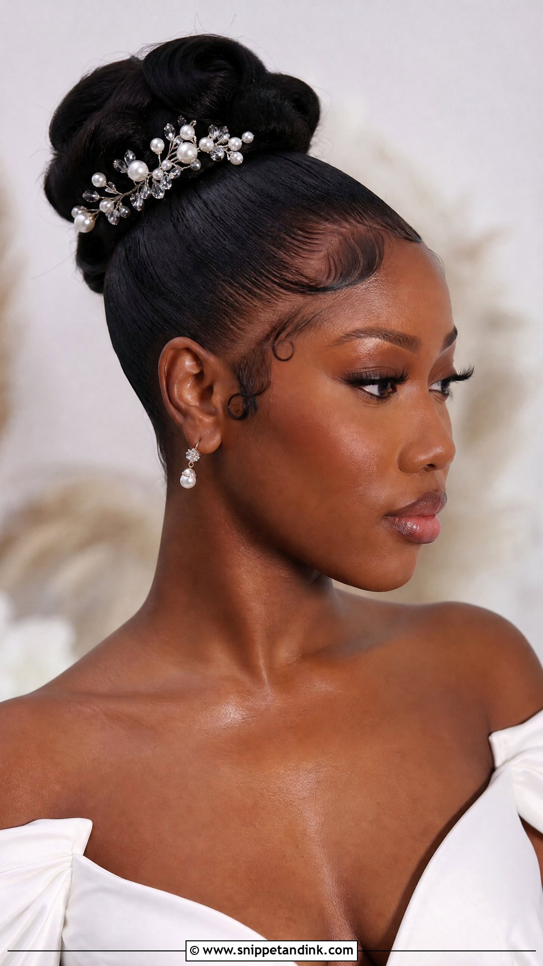 Bridal Bun With Baby Hair Edges - Snippet and Ink - 25 Bridal Hair Black Women Ideas