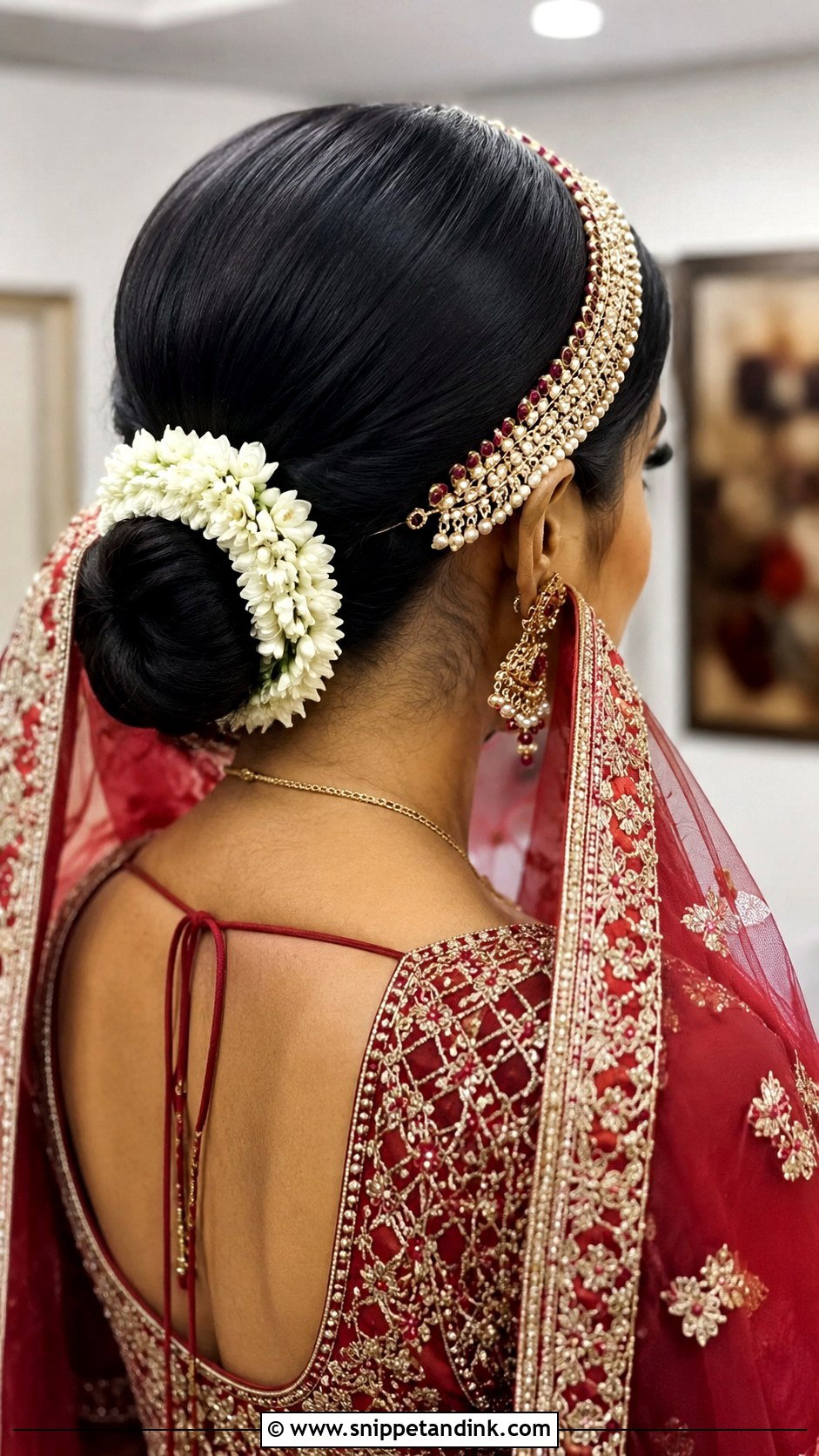 Bridal Bun With Dupatta - Snippet and Ink - 15 Indian Wedding Bridal Hair Bun Ideas
