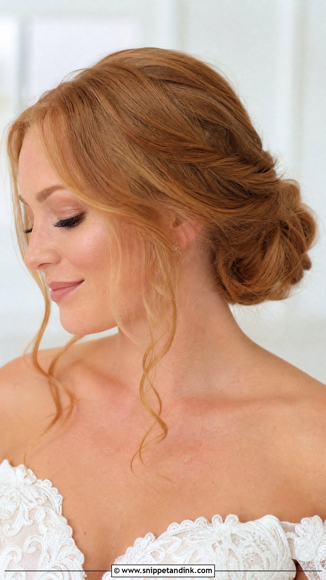 Bridal Bun With Face Framing Pieces - Snippet and Ink - 20 Wedding Hairstyles for Long Hair Off Shoulder Dress