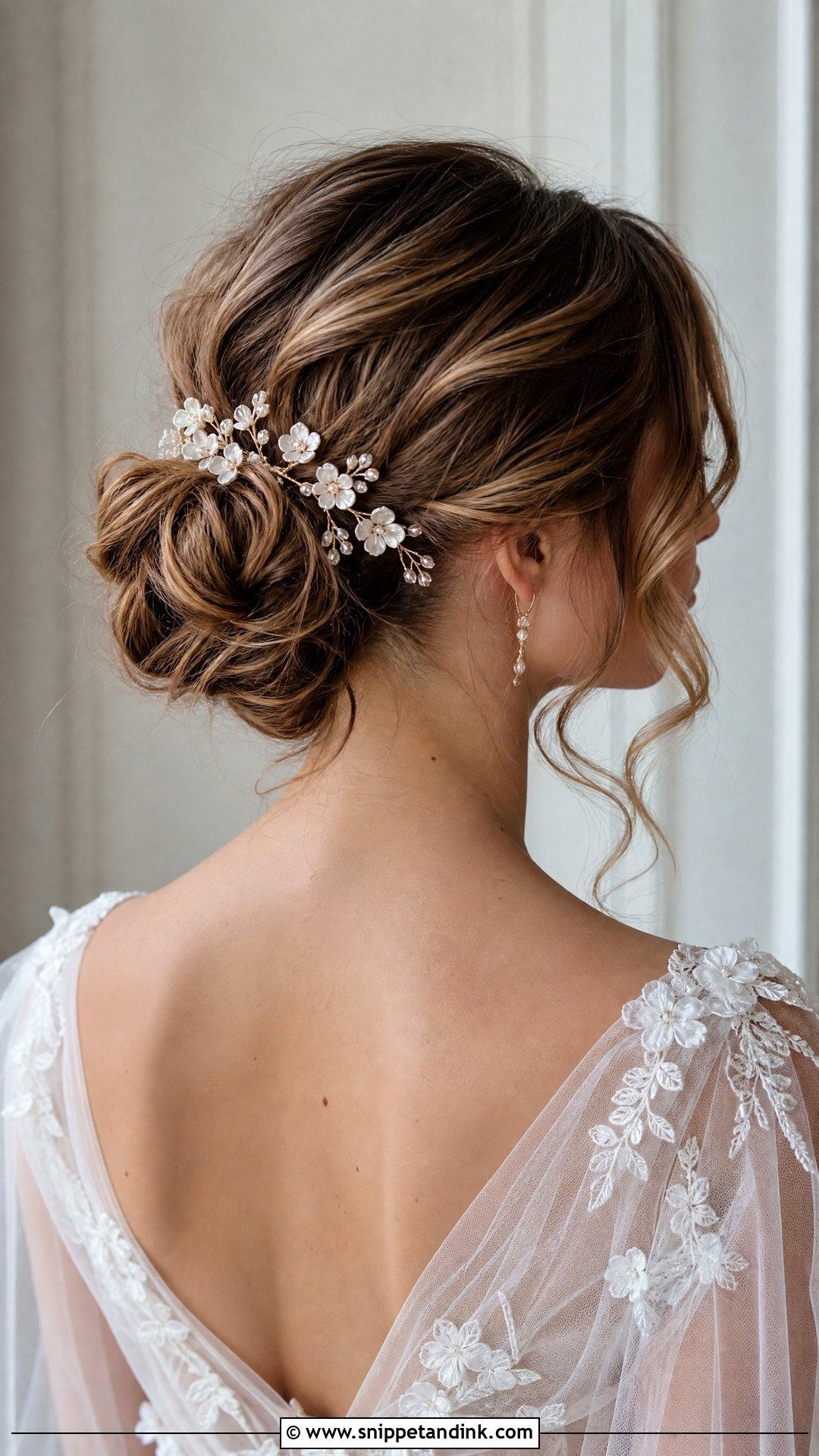 Bridal Bun With Floral Hair Pins - Snippet and Ink - 15 Bride Hair Piece Accessories