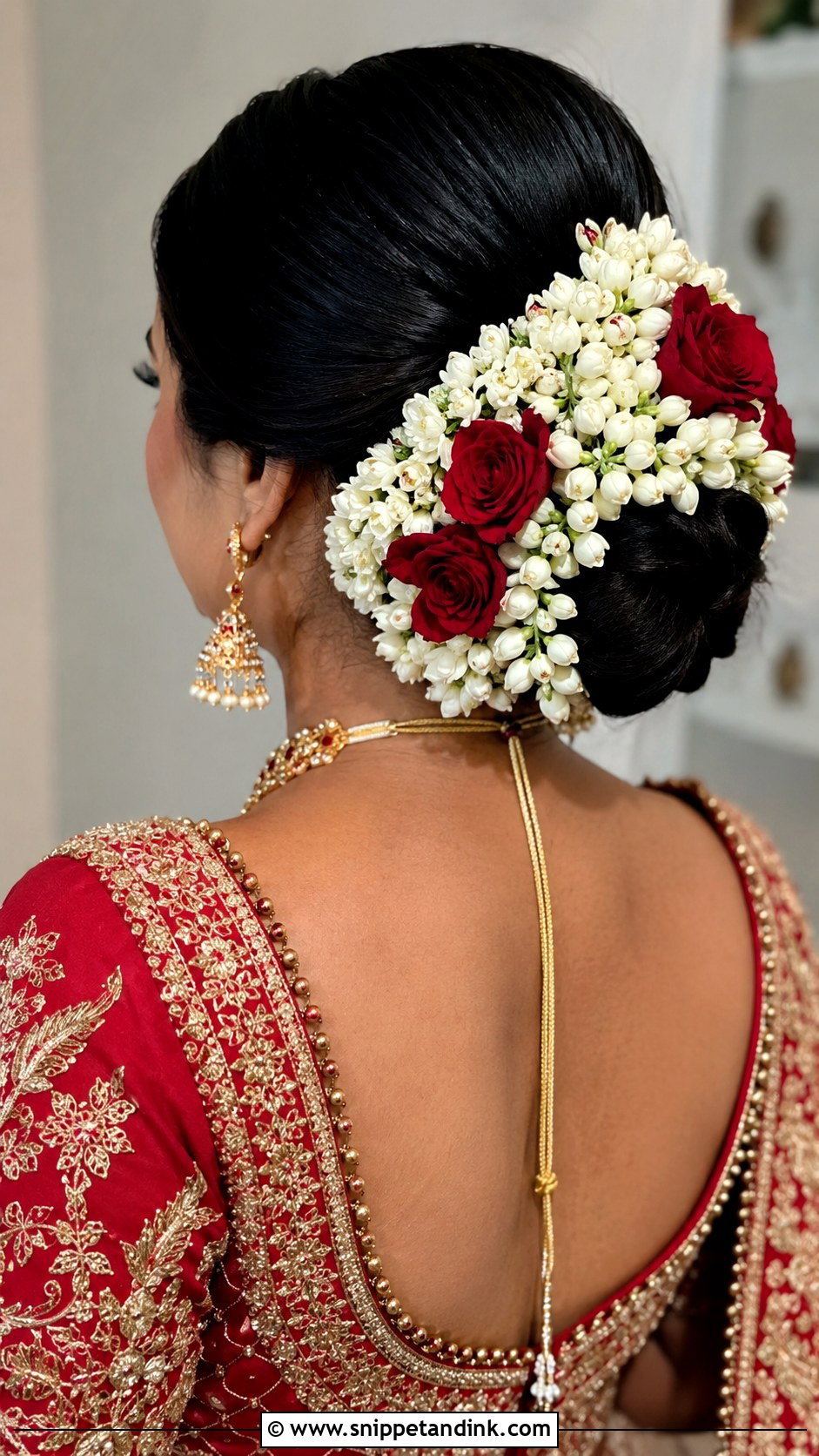 Bridal Bun With Fresh Flowers - Snippet and Ink - 25 Hair Styles for Indian Wedding