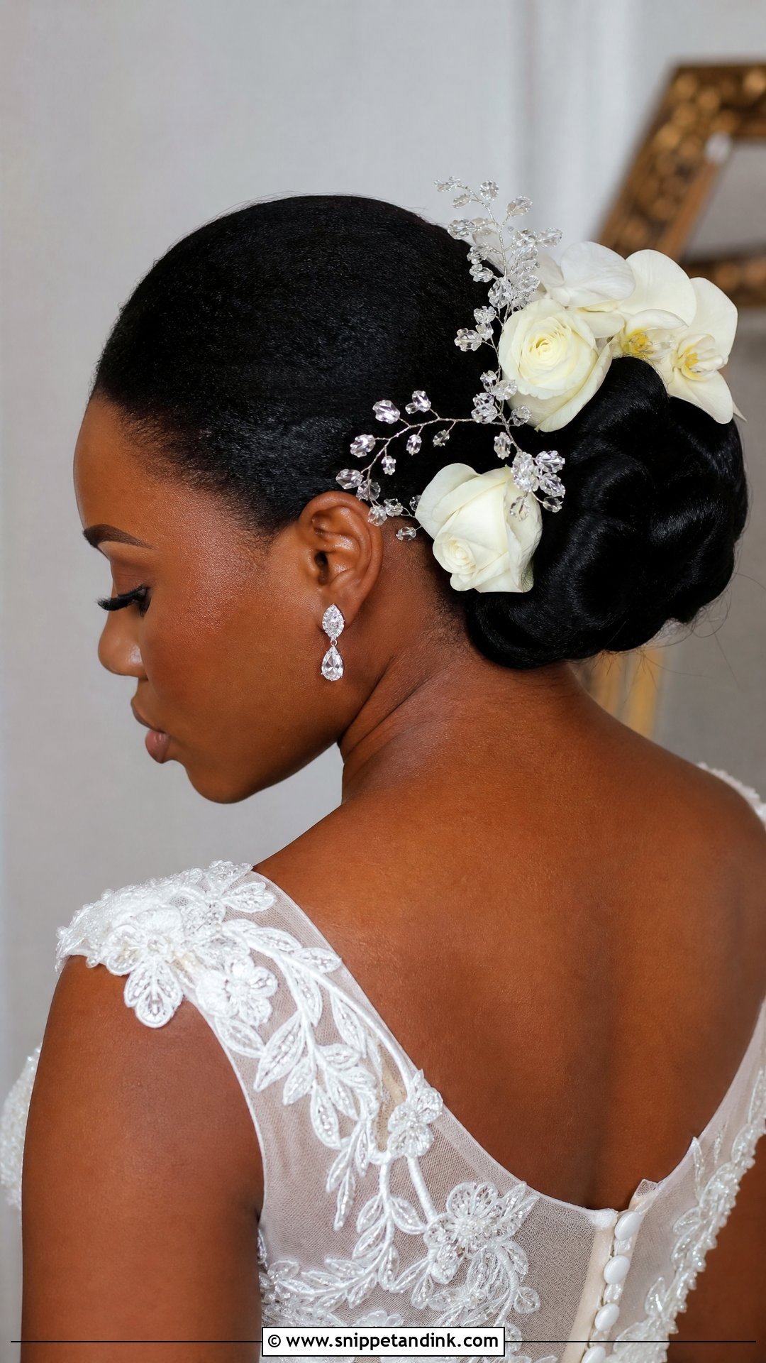 Bridal Bun With Fresh Flowers - Snippet and Ink - 20 Nigerian Bridal Hairstyles