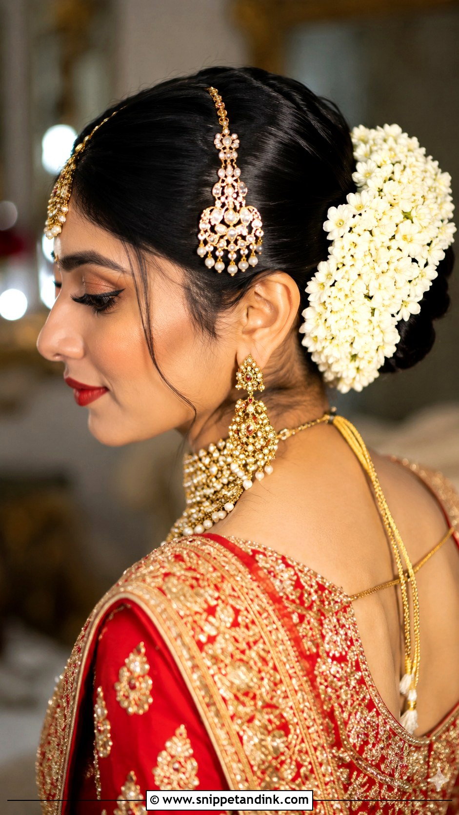 Bridal Bun With Gajra - Snippet and Ink - 20 Pakistani Barat Bridal Hair Styles