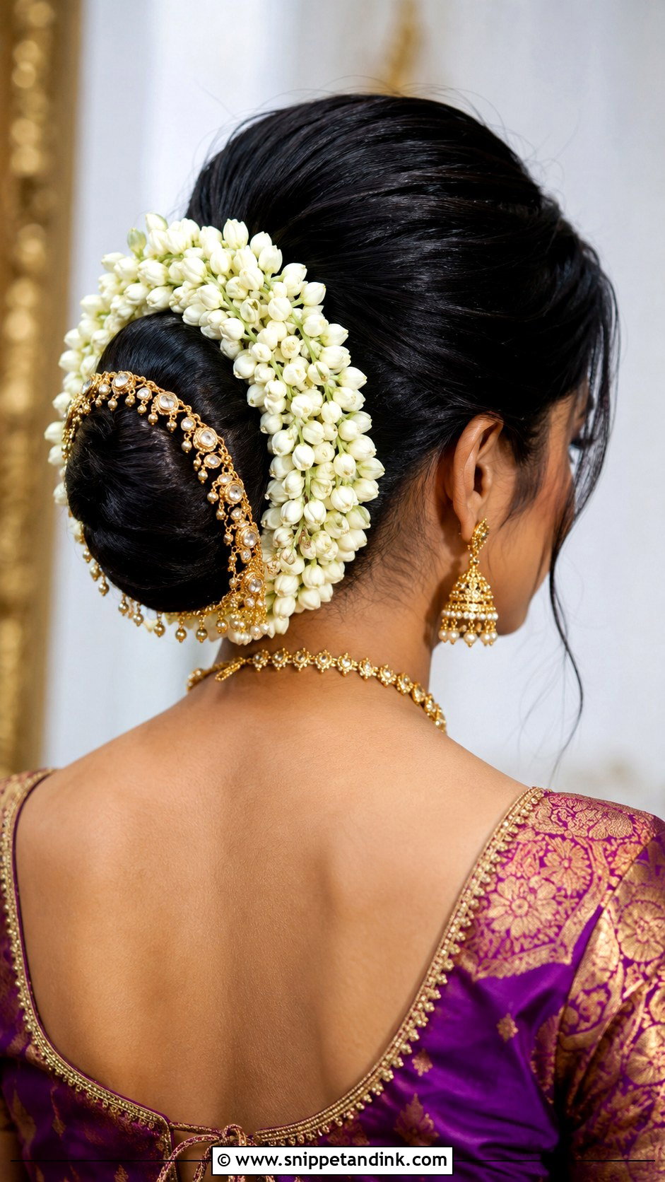 Bridal Bun With Gajra - Snippet and Ink - 25 Muslim Bridal Hairstyles