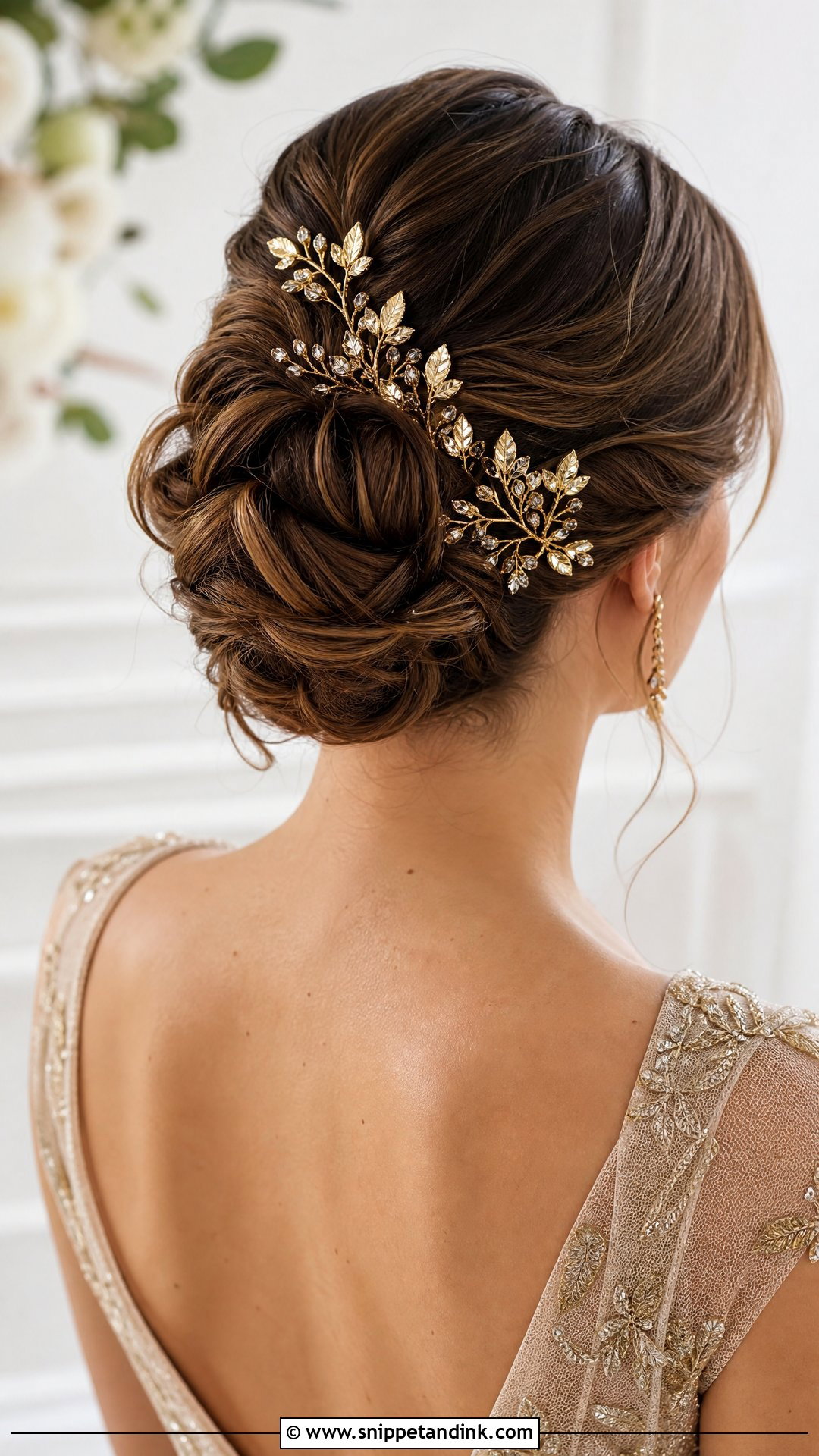 Bridal Bun With Gold Accessories - Snippet and Ink - 25 Bridal Bun Hairstyles Brides