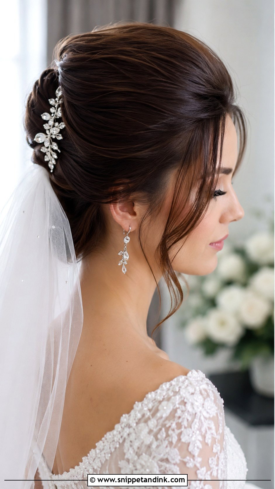 Bridal Bun With Hair Accessory - Snippet and Ink - 25 Bridal Hairstyles for Round Face