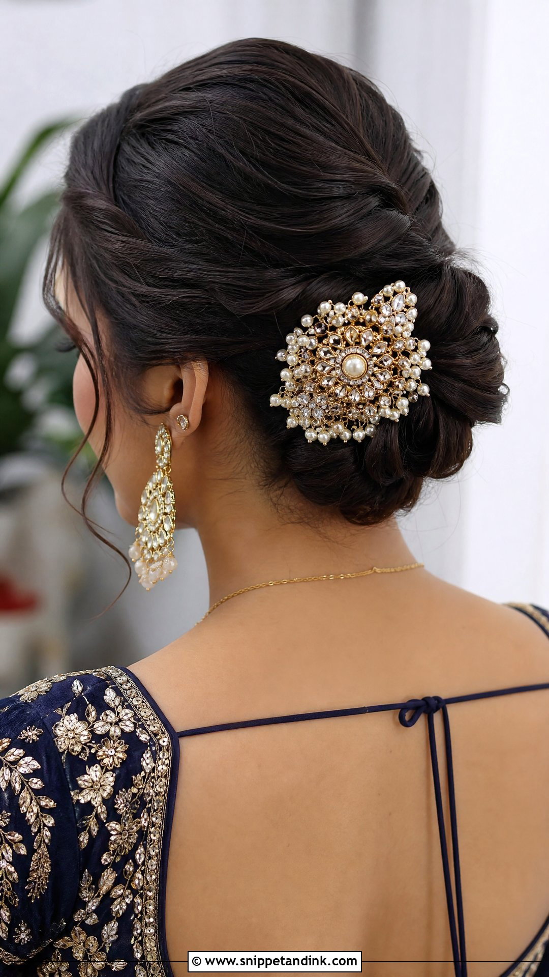 Bridal Bun With Hair Brooch - Snippet and Ink - 15 Hair Accessories Indian Wedding Ideas