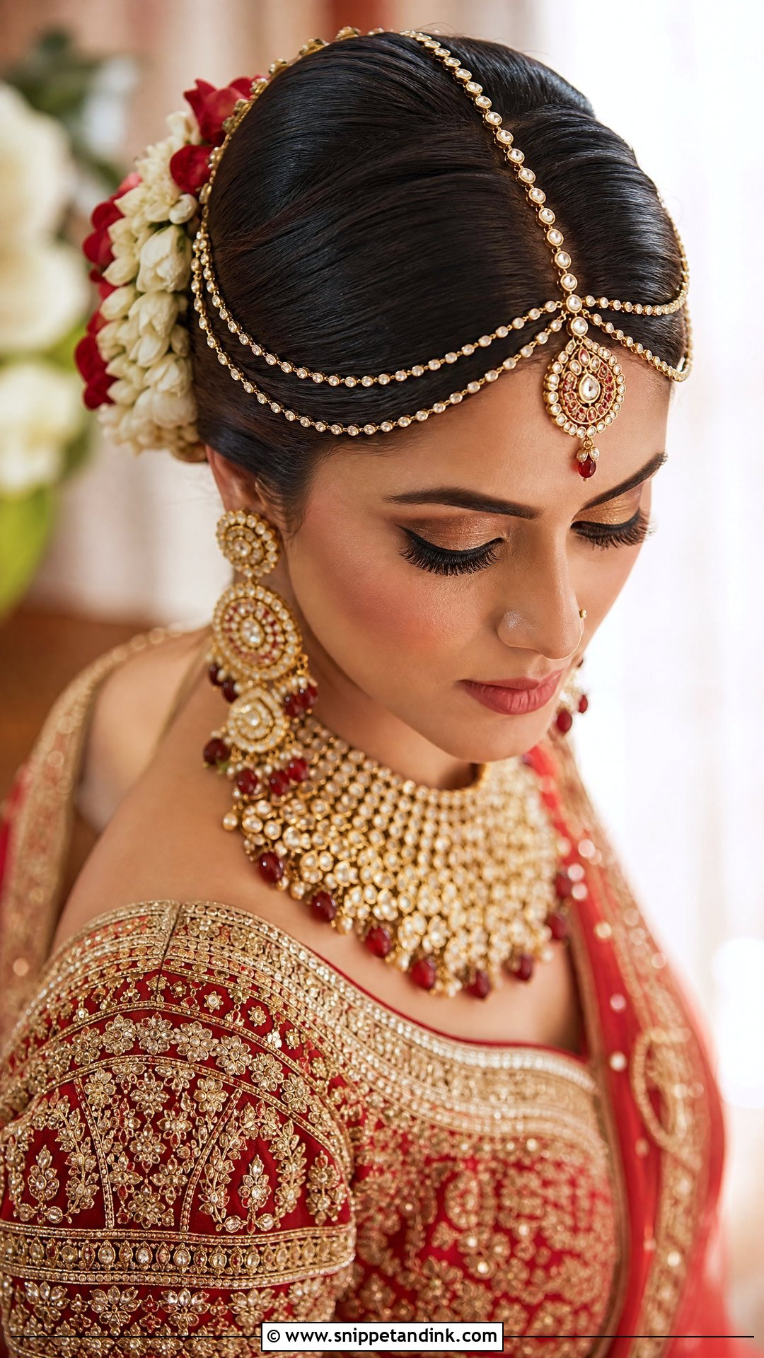 Bridal Bun With Hair Chain Detailing - Snippet and Ink - 20 Barat Bridal Hairstyle Ideas