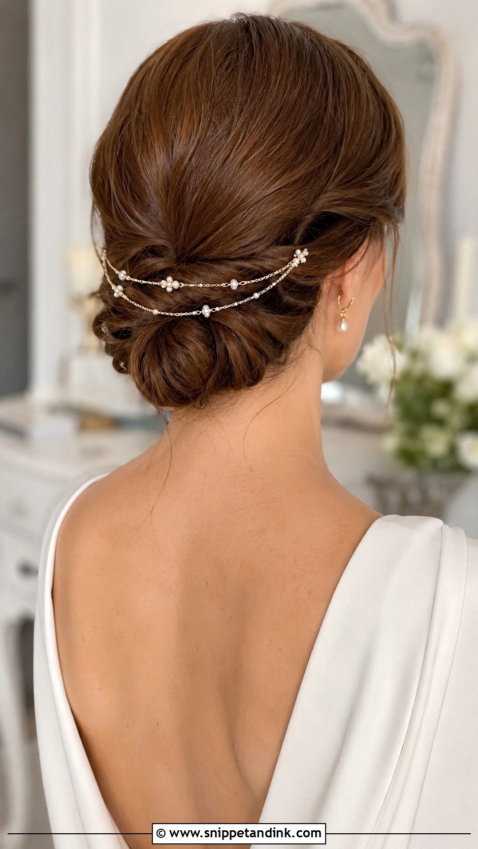 Bridal Bun With Hair Chain - Snippet and Ink - 20 Bridal Hair with Accessories