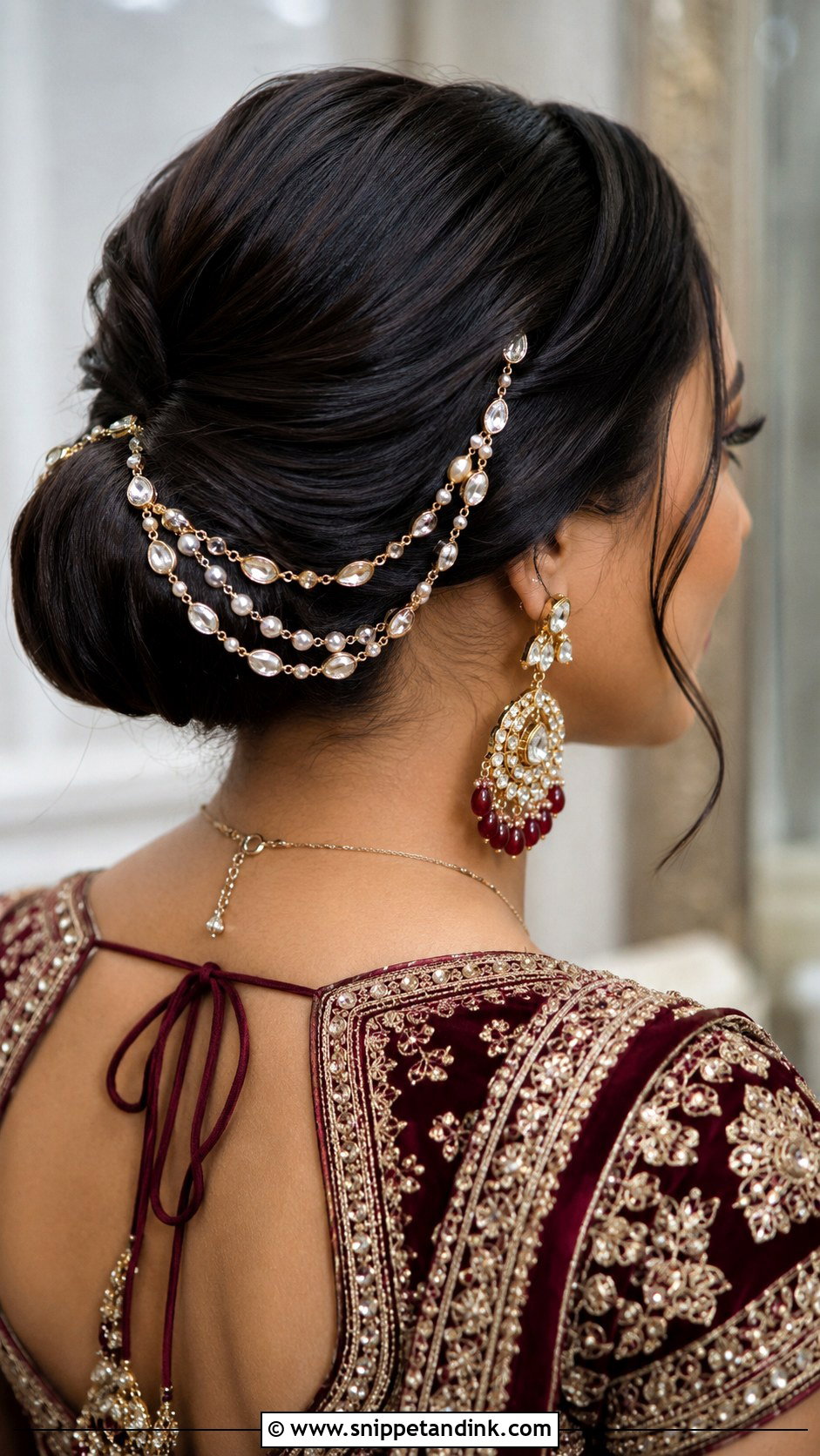 Bridal Bun With Hair Chains - Snippet and Ink - 15 Indian Wedding Bridal Hair Bun Ideas