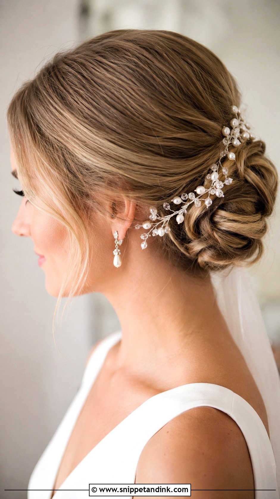 Bridal Bun With Hair Vine - Snippet and Ink - 20 Wedding Hair Up Bride Ideas