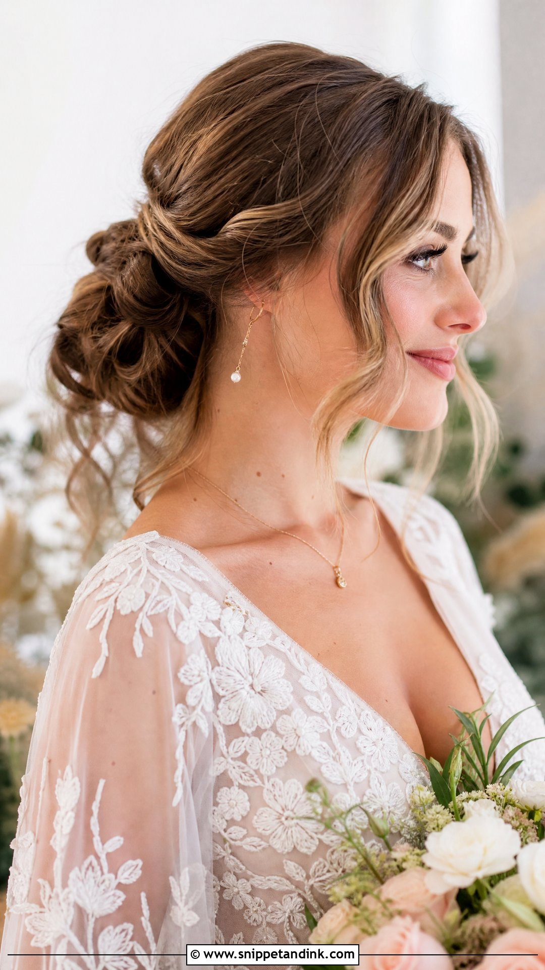 Bridal Bun With Loose Waves - Snippet and Ink - 25 Bridal Bun Hairstyles Brides