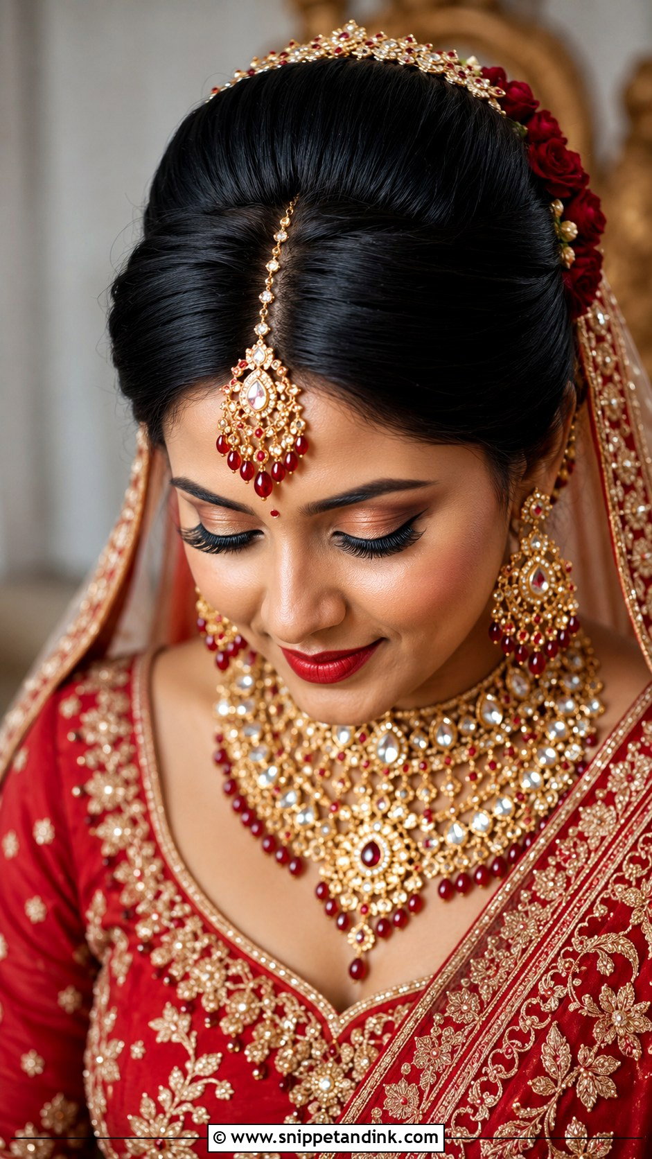 Bridal Bun With Maang Tikka - Snippet and Ink - 25 Trendy Indian Wedding Hairstyles