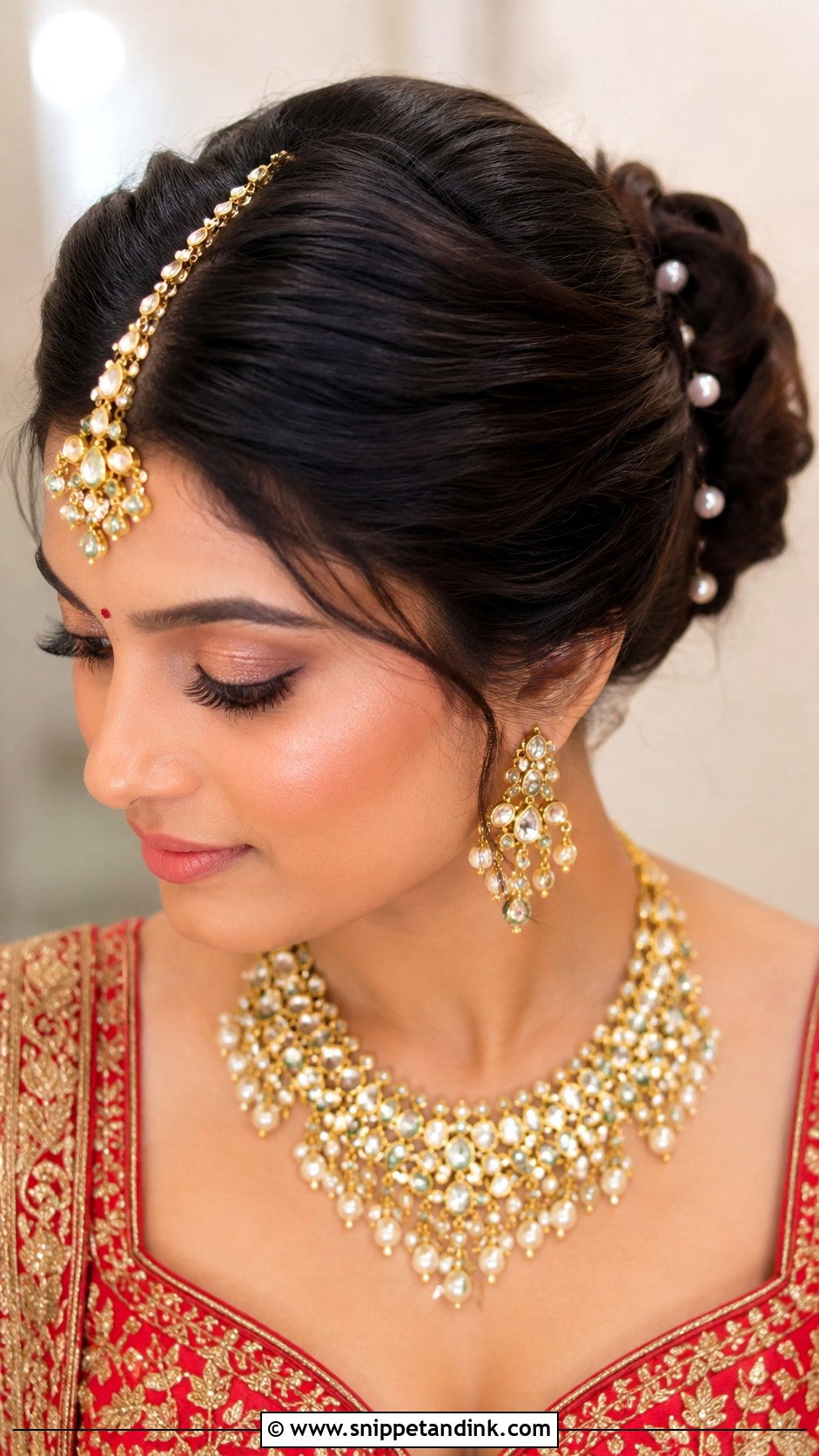 Bridal Bun With Maang Tikka - Snippet and Ink - 15 Maangtikka Hairstyles