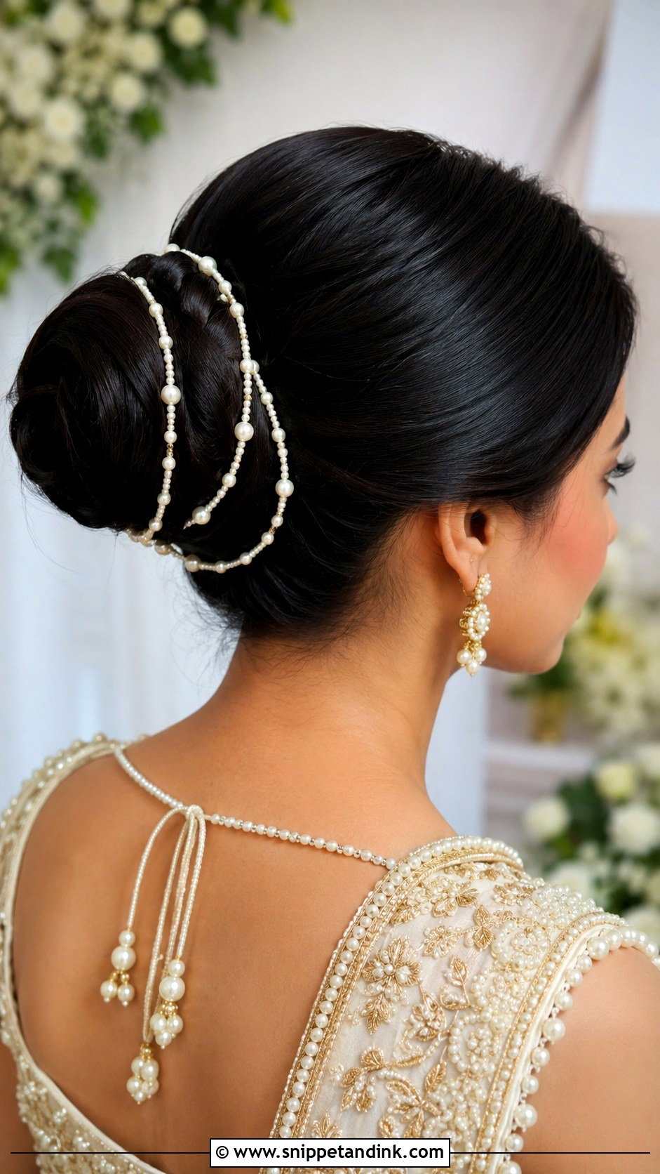 Bridal Bun With Pearls - Snippet and Ink - 25 Indian Weddings Bridal Hairstyles