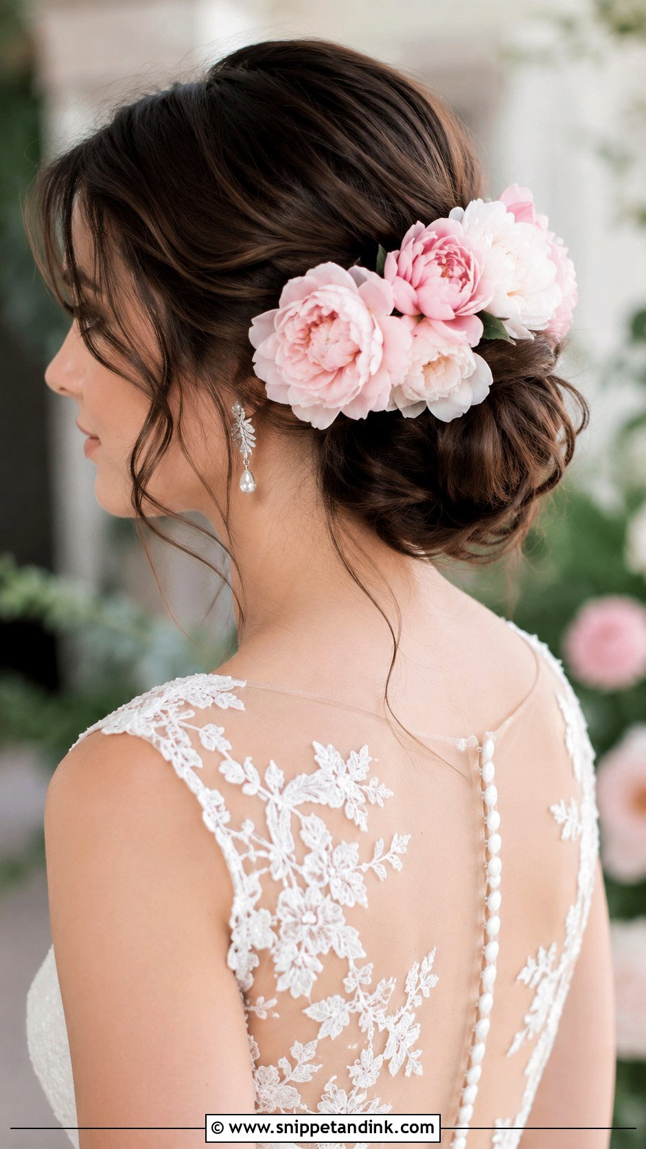 Bridal Bun With Peonies - Snippet and Ink - 20 Flowers in Hair Wedding