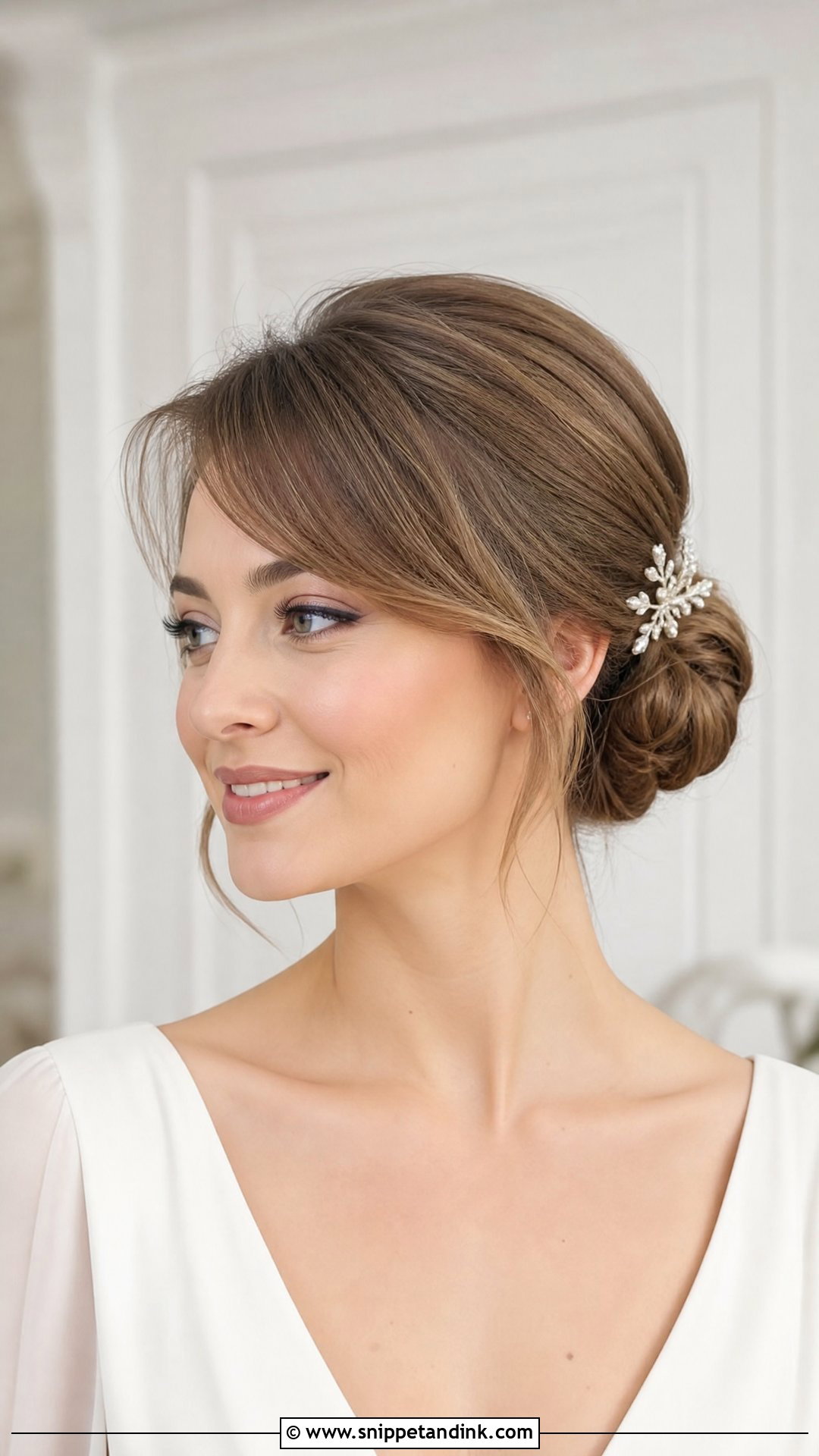 Bridal Bun With Side Bangs - Snippet and Ink - 25 Bridal Bun Hairstyles Brides