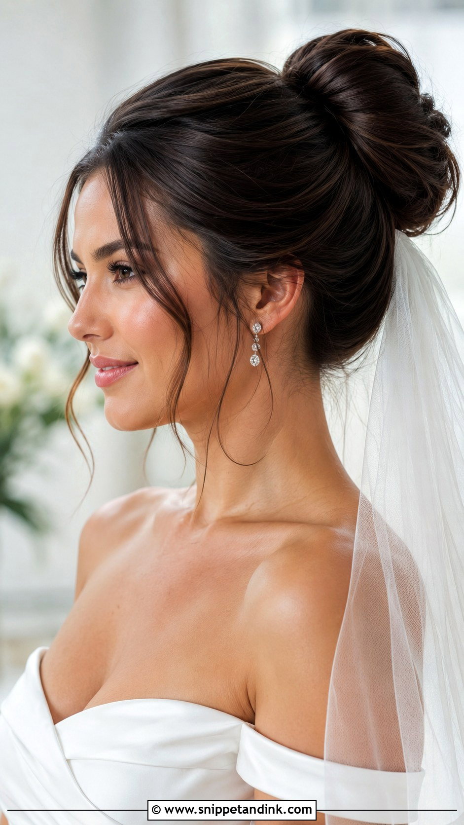 Bridal Bun With Veil - Snippet and Ink - 30 Hairstyle for Engagement Ideas