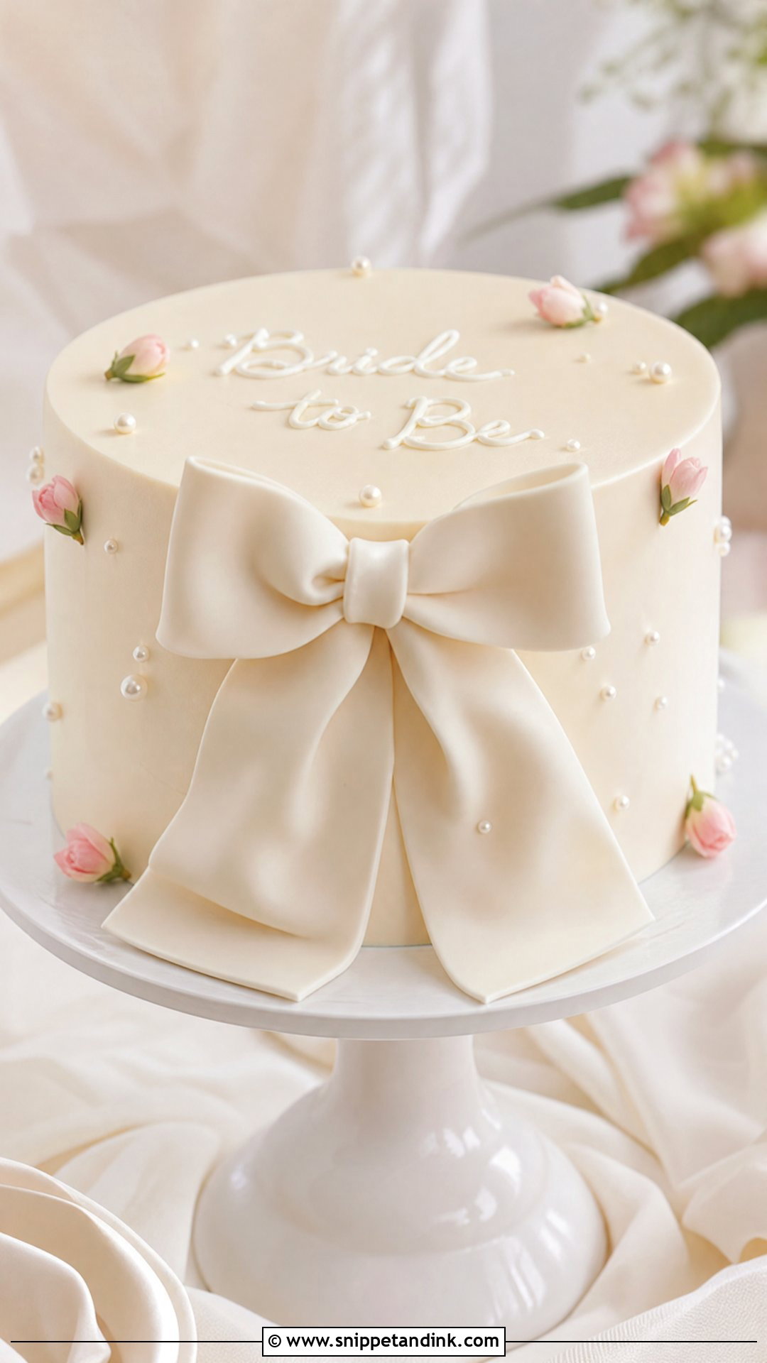 Bridal Cake With Bow - Snippet and Ink - 25 Bridal Cake Ideas