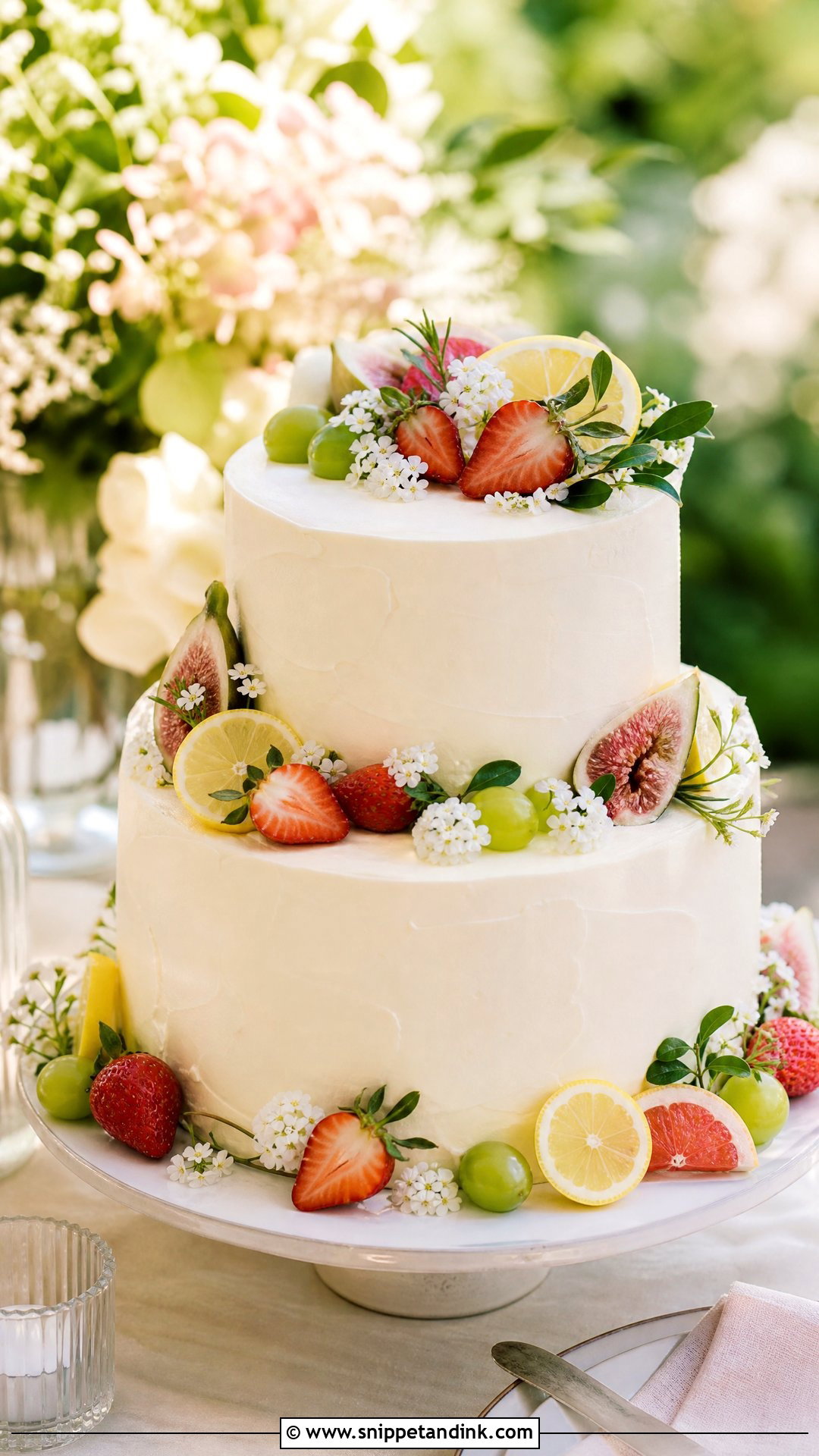 Bridal Cake With Fresh Fruit - Snippet and Ink - 25 Bridal Cake Ideas