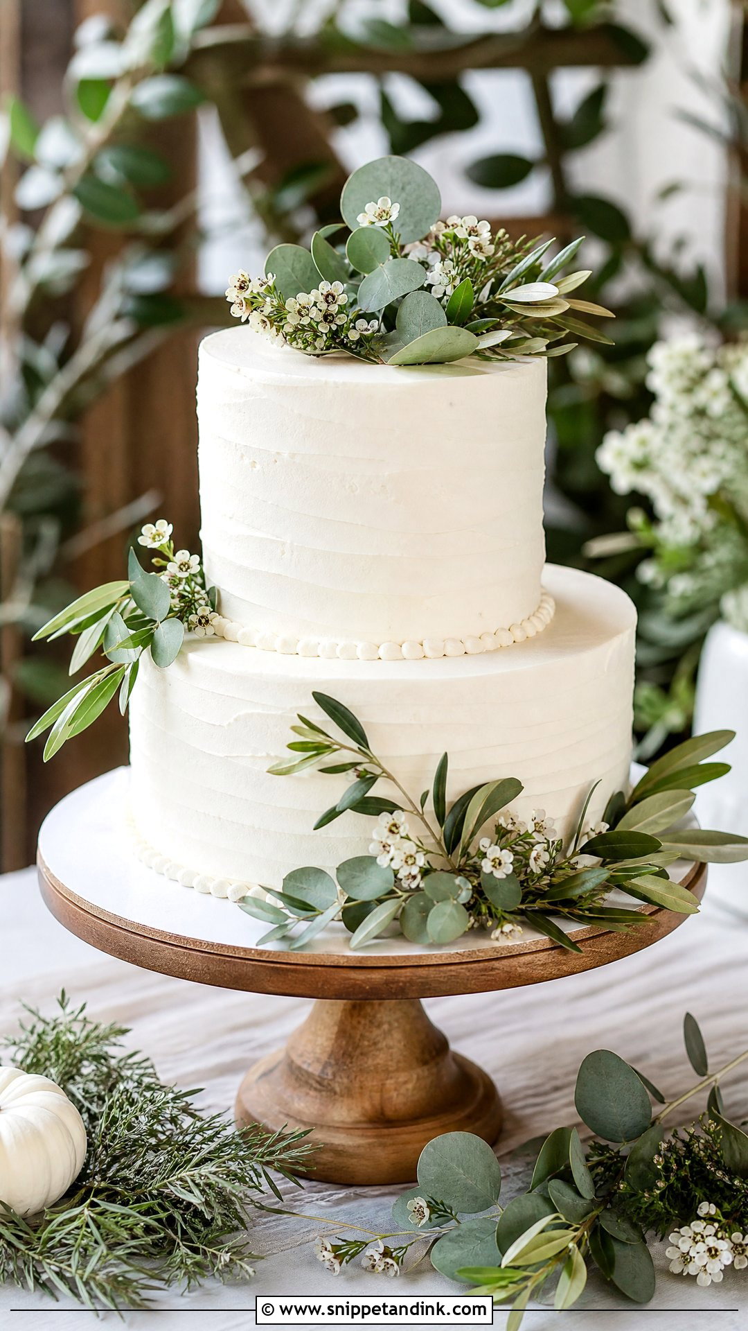Bridal Cake With Greenery - Snippet and Ink - 25 Bridal Cake Ideas