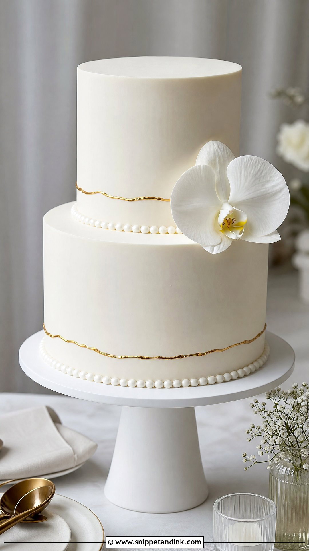 Bridal Cake With Minimalist Tiers - Snippet and Ink - 25 Bridal Cake Ideas