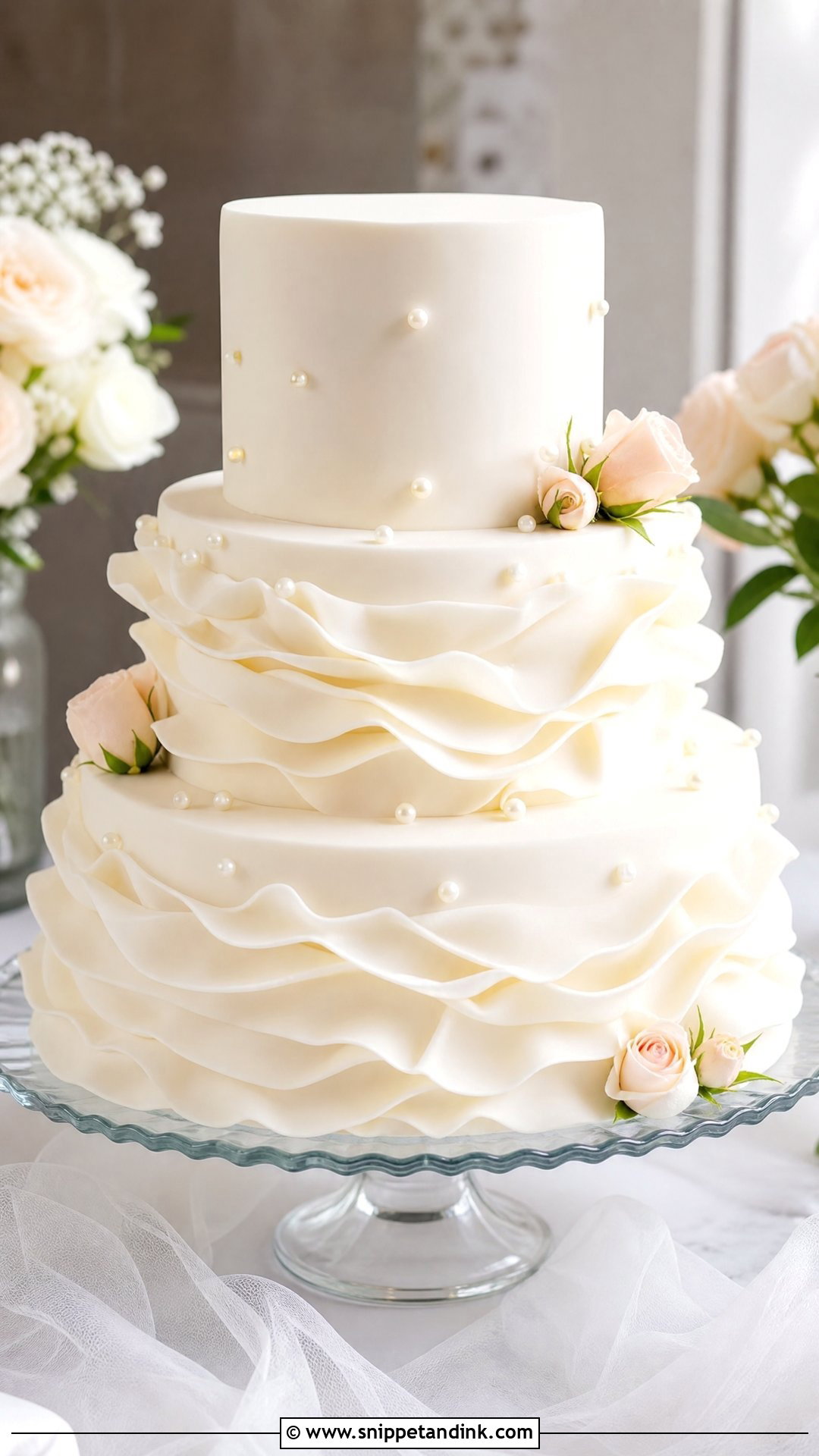 Bridal Cake With Ruffles - Snippet and Ink - 25 Bridal Cake Ideas