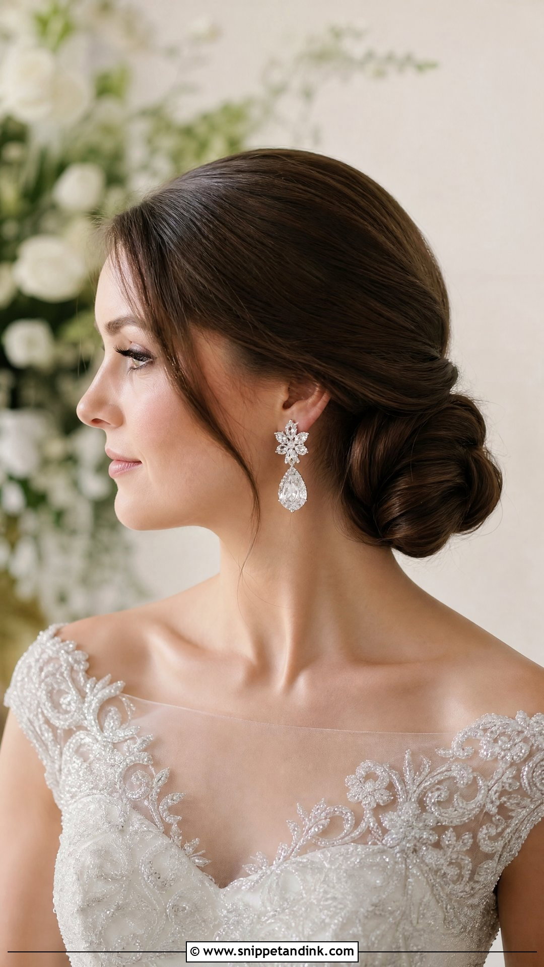 Bridal Chignon To The Side - Snippet and Ink - 25 Side Bun Wedding Hair Ideas