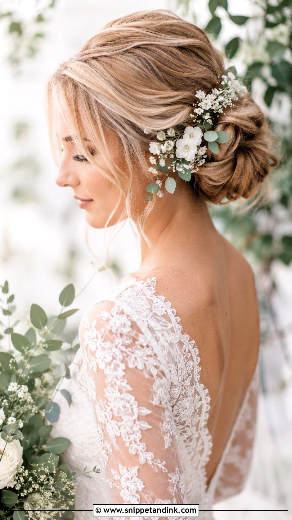 Bridal Chignon With Fresh Flowers - Snippet and Ink - 20 Bridal Hair with Accessories