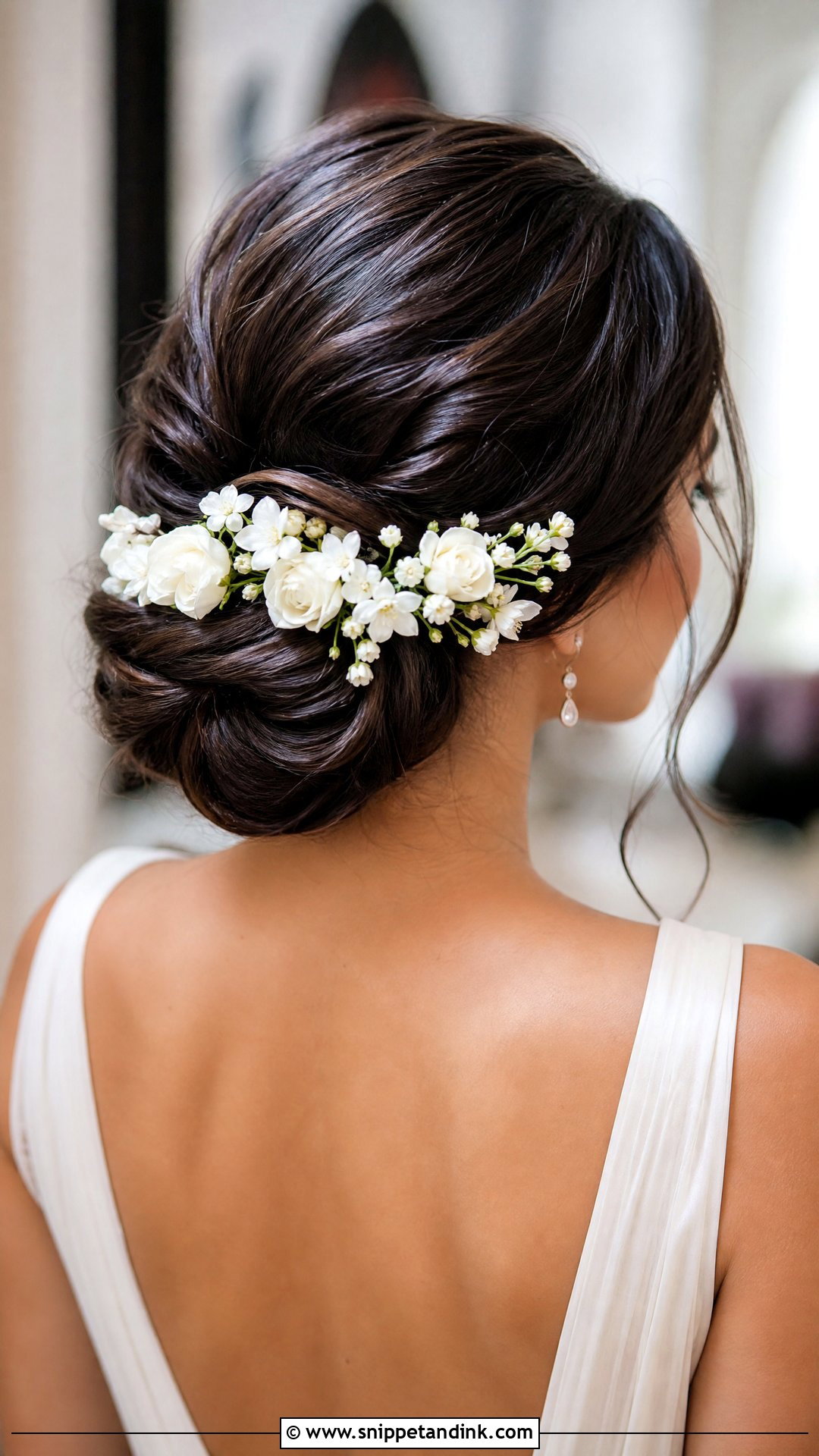 Bridal Chignon With Real Flowers - Snippet and Ink - 15 Bridal Real Flower Hairstyle Ideas