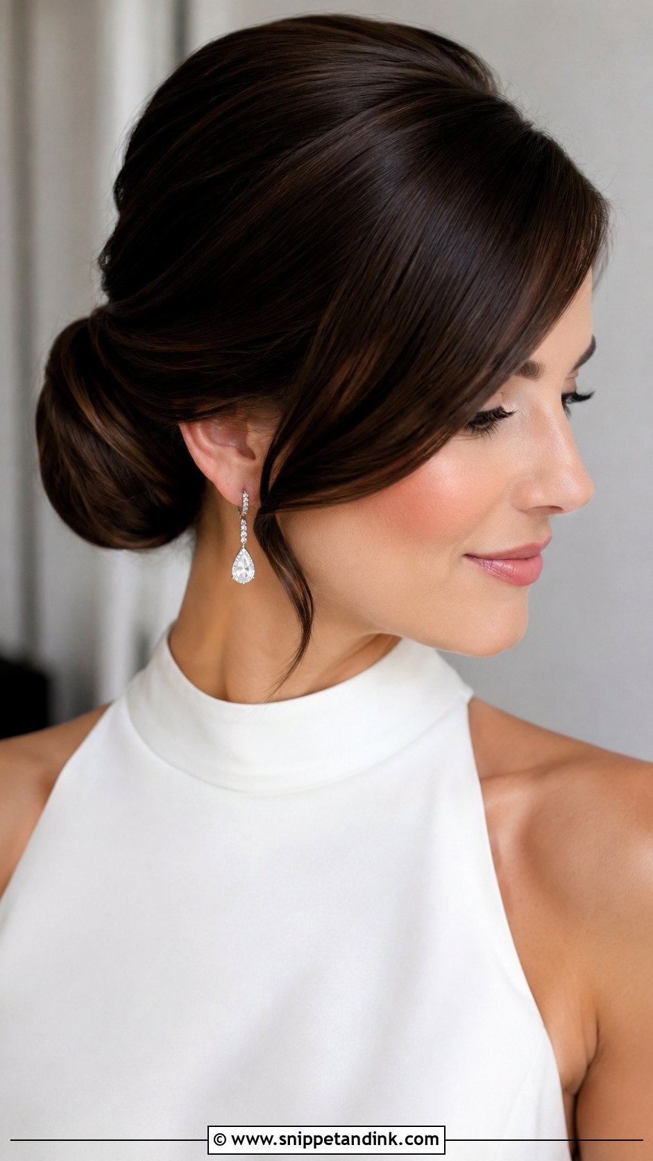 Bridal Chignon With Side Bangs - Snippet and Ink - 20 Bridal Hairstyle with Bangs