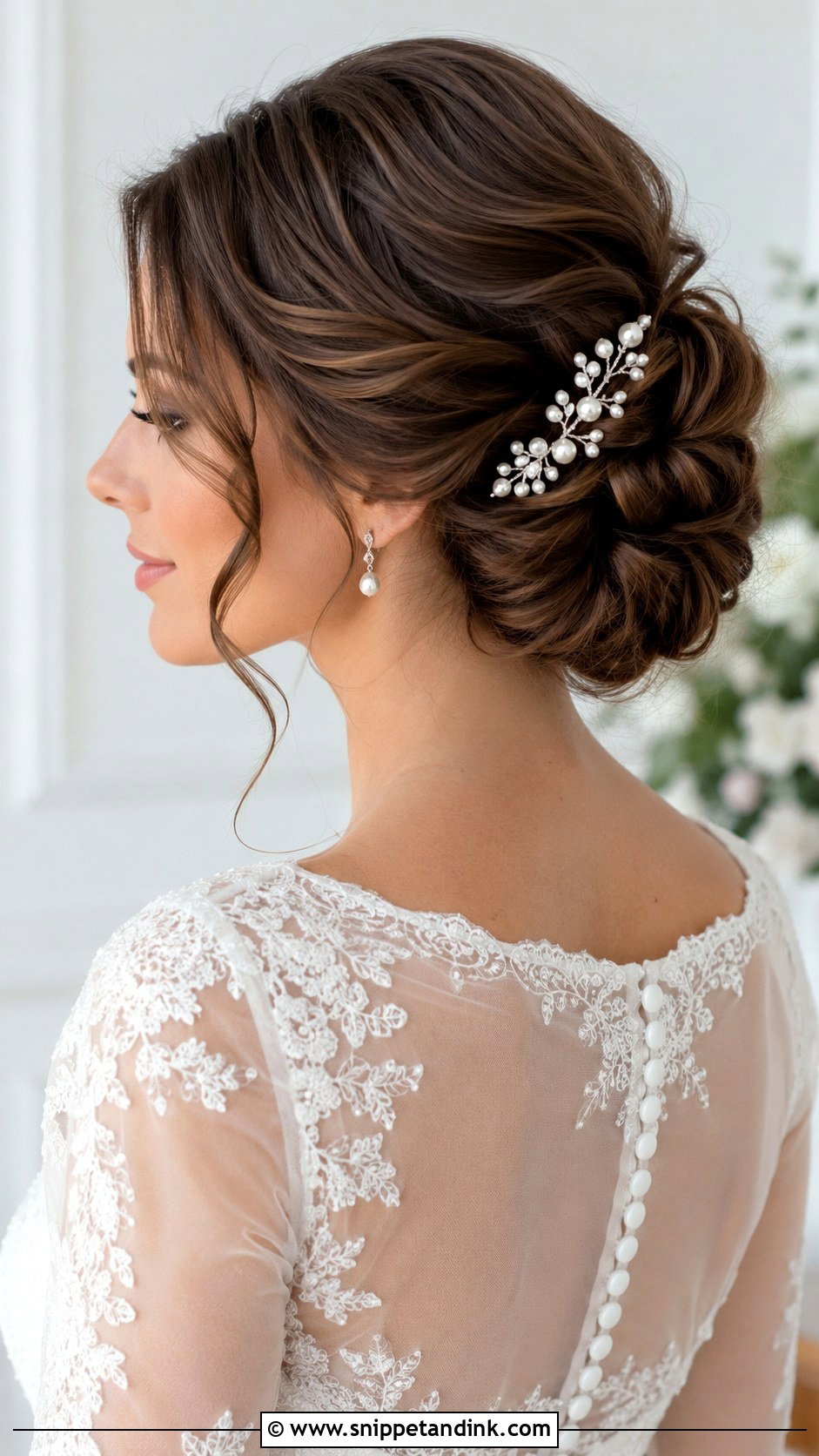 Bridal Chignon With Side Pearl Comb - Snippet and Ink - 15 Side Bridal Hair Clip Ideas