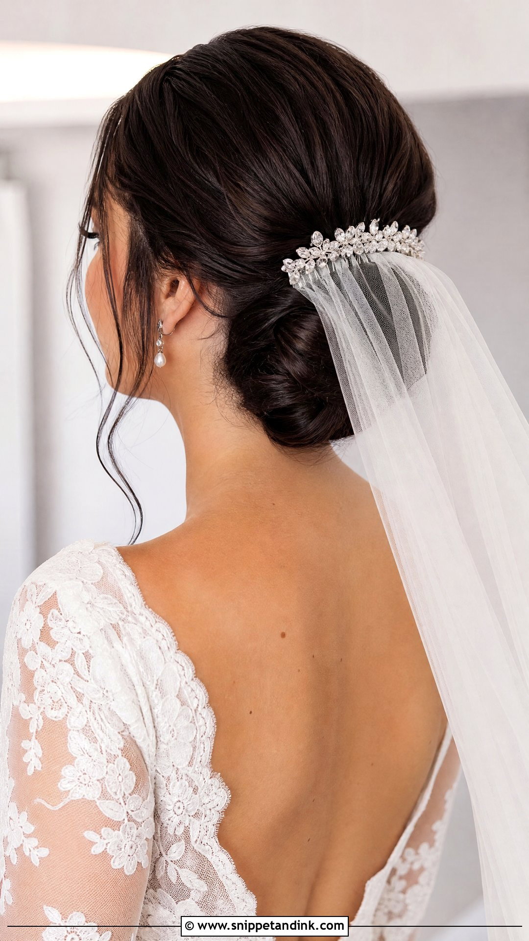 Bridal Chignon With Veil Comb - Snippet and Ink - 15 Bridal Hair Accessory Ideas