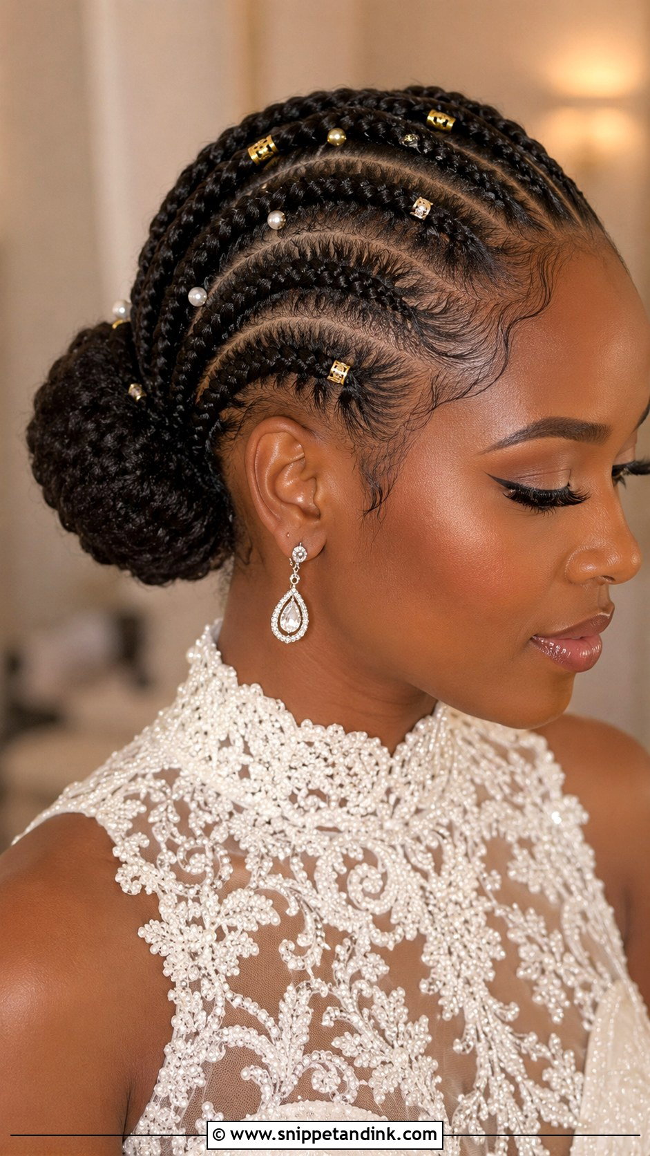 Bridal Cornrow Bun - Snippet and Ink - 20 Bridal Hair Black Hair Ideas